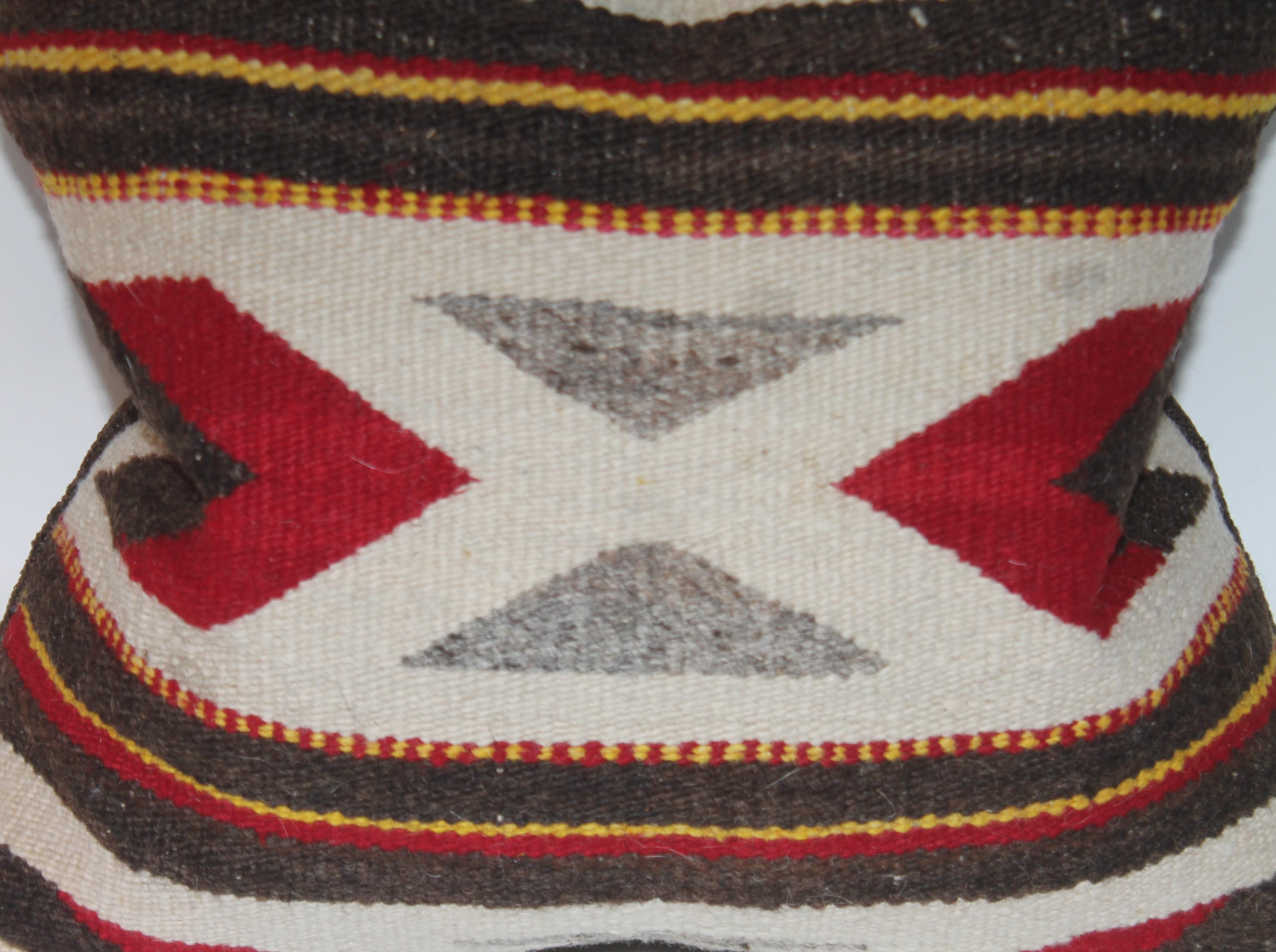 American Geometric Navajo Indian Weaving Pillow For Sale