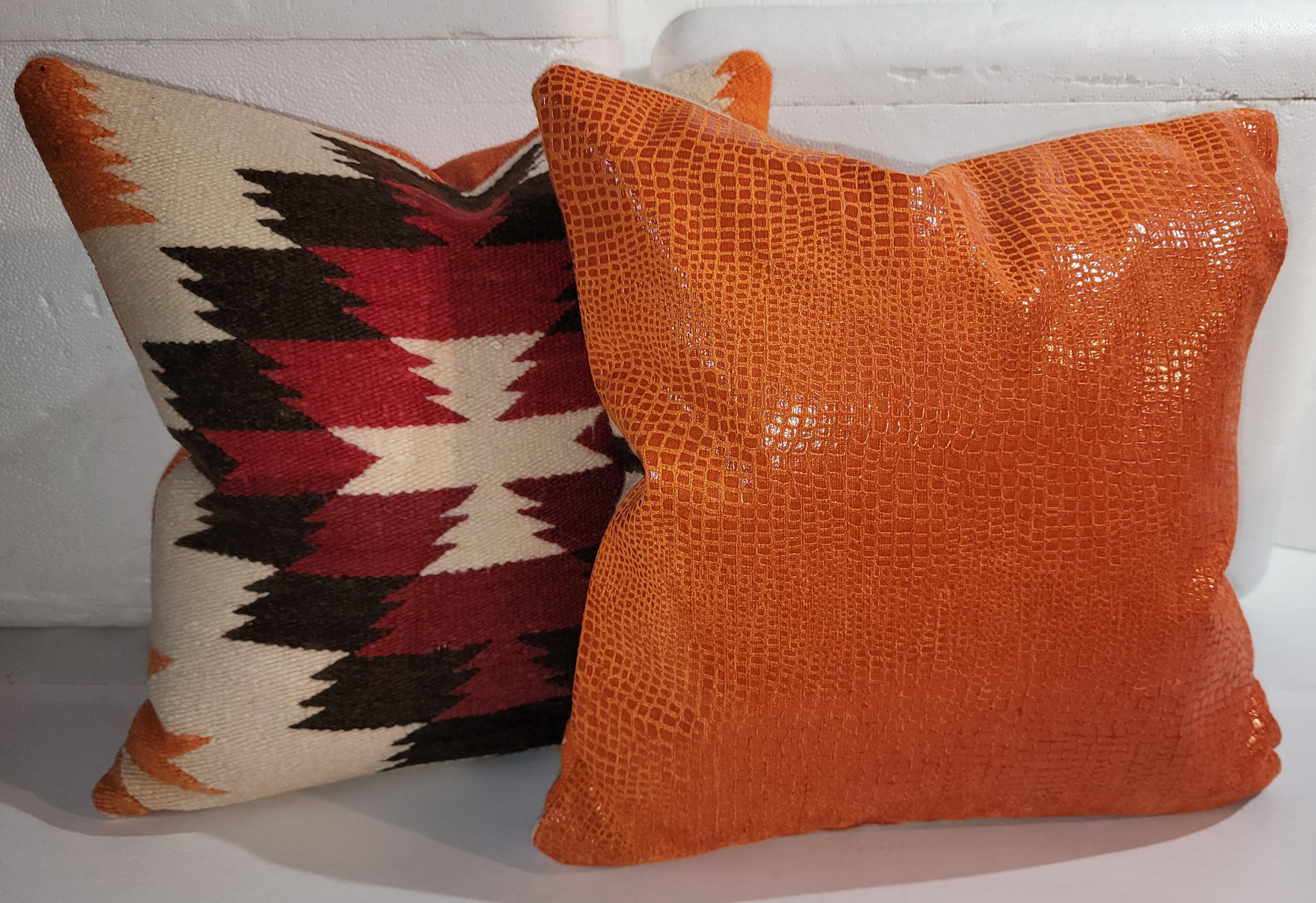 Adirondack Geometric Navajo Indian Weaving Pillows, Pair For Sale