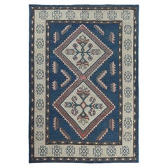 Geometric Navy Blue Turkish Rug