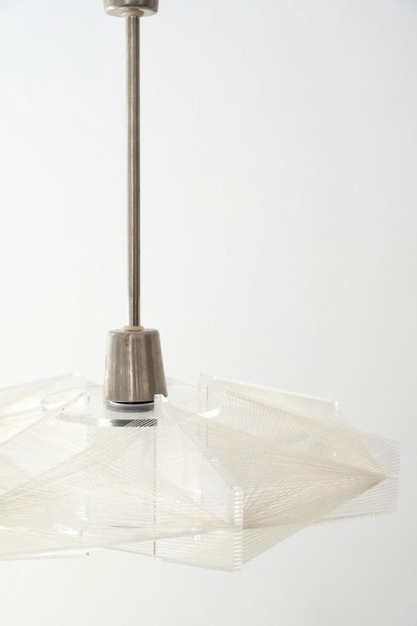German Geometric, Nylon Thread Pendant Lamp by Paul Secon for Sompex