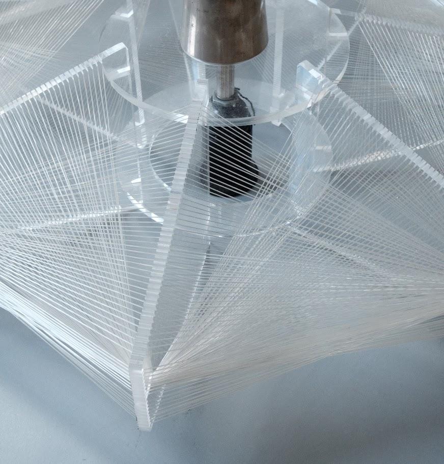 Mid-20th Century Geometric, Nylon Thread Pendant Lamp by Paul Secon for Sompex