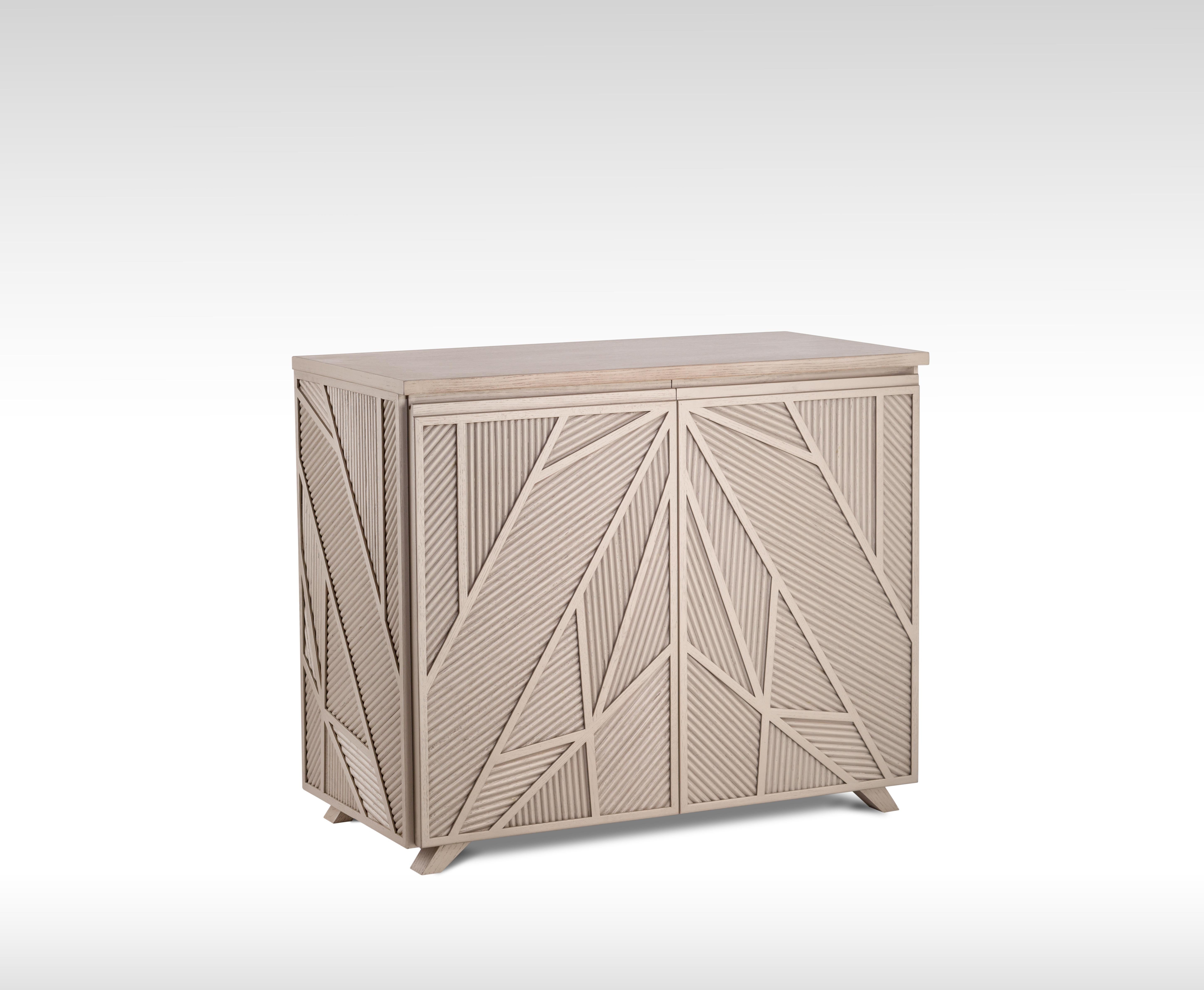 Modern Geometric Oak Sticks Cabinet Inspired from Ancient Egypt Use of Palm Branches