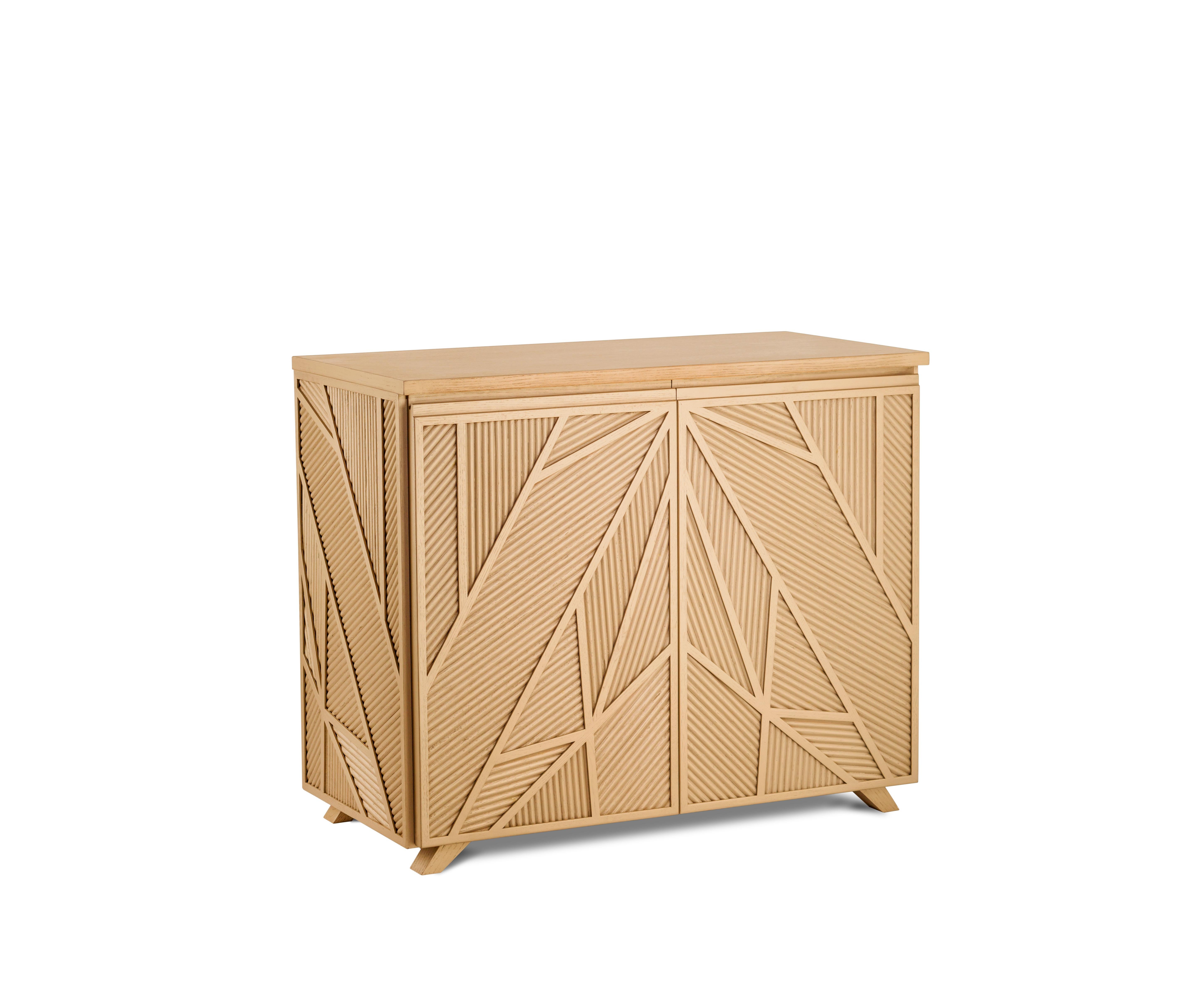 Egyptian Geometric Oak Sticks Cabinet Inspired from Ancient Egypt Use of Palm Branches