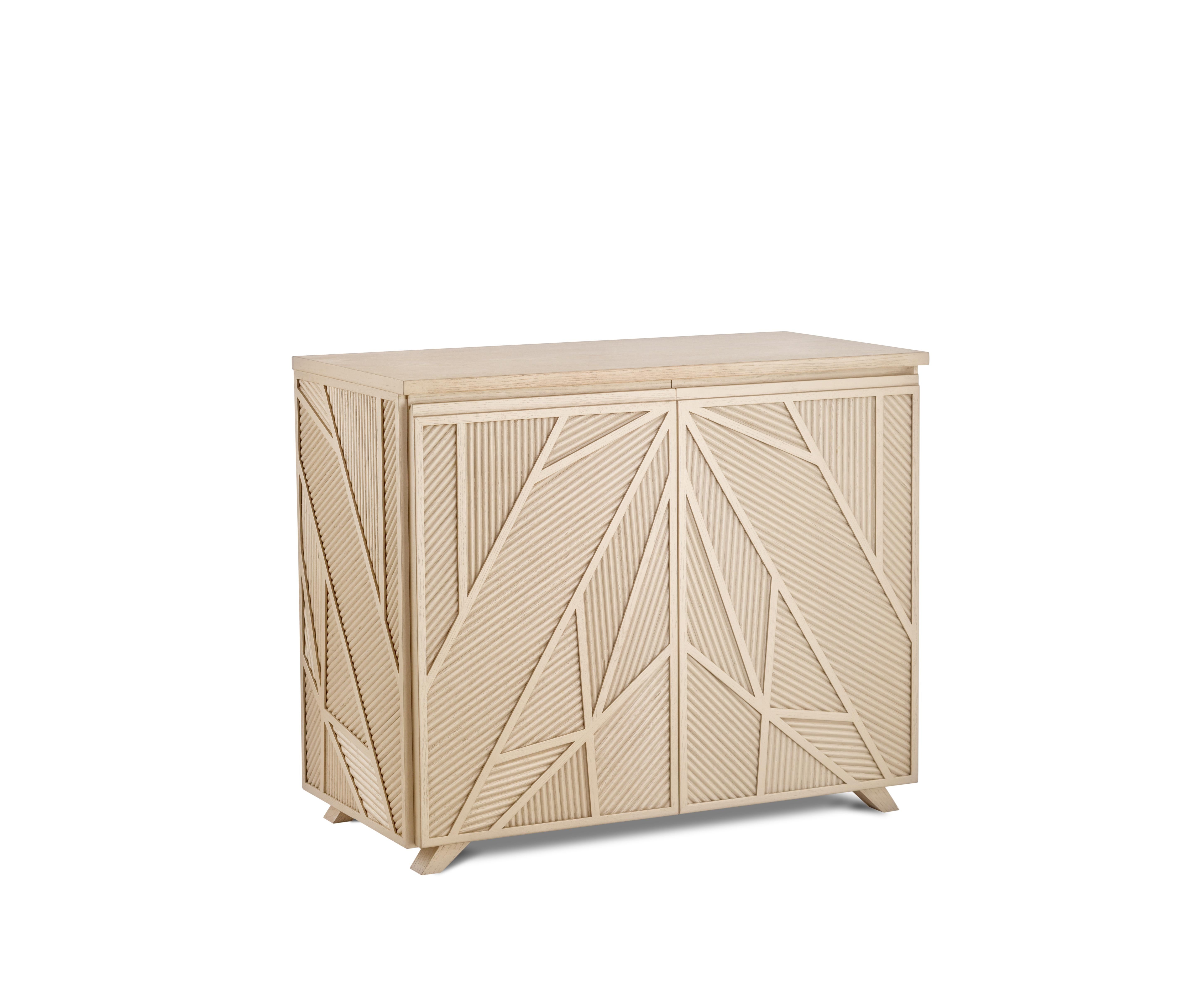 Stained Geometric Oak Sticks Cabinet Inspired from Ancient Egypt Use of Palm Branches