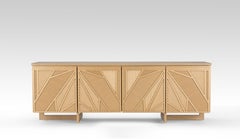 Geometric Oak Sticks TV Unit Inspired from Ancient Egypt Use of Palm Branches