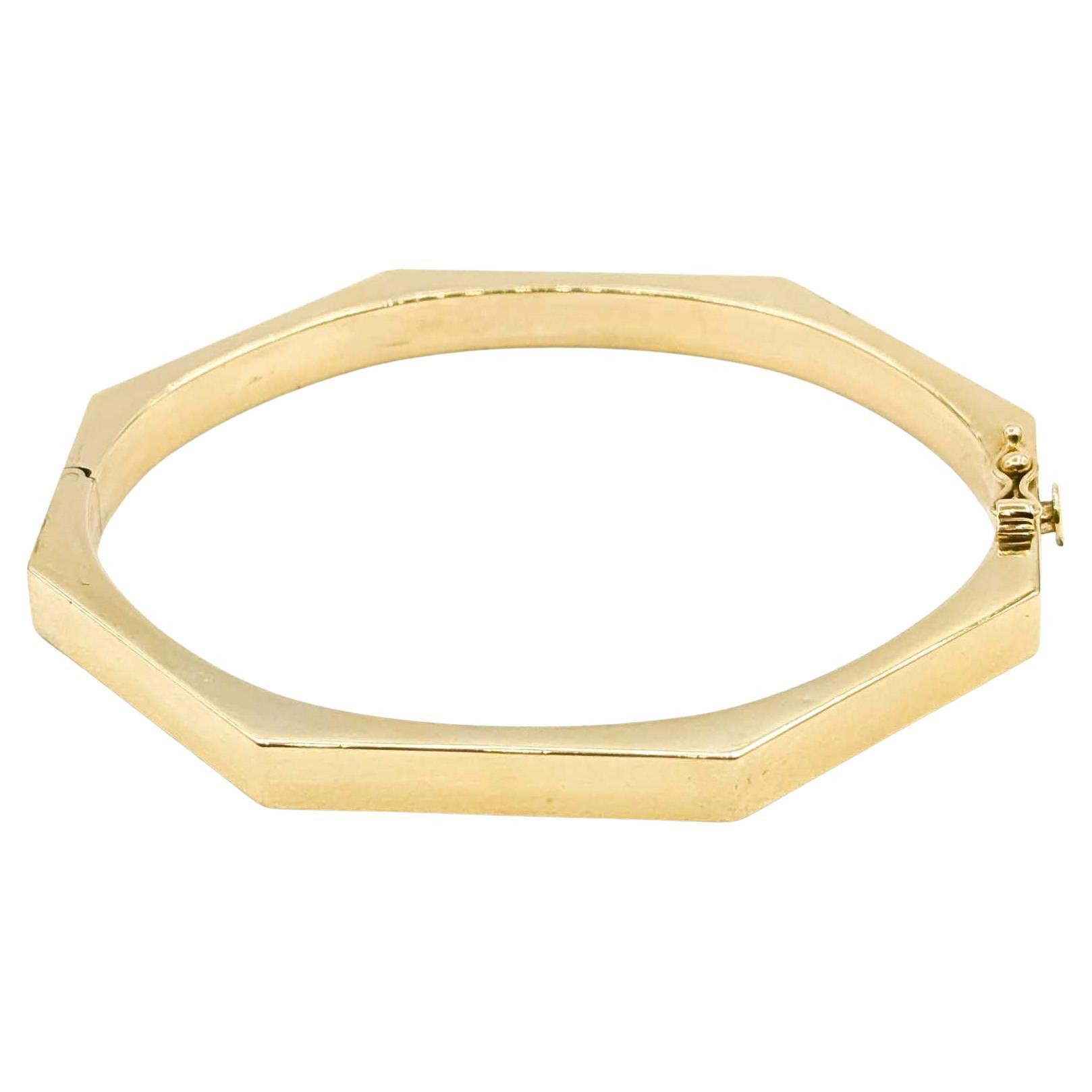 Bracelet octogonal géométrique en or jaune 14k en vente