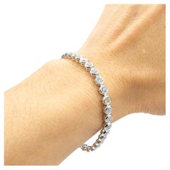 Bespoke Geometric Octagon Bezel Round Diamonds Tennis Bracelet in 14K 18K Gold