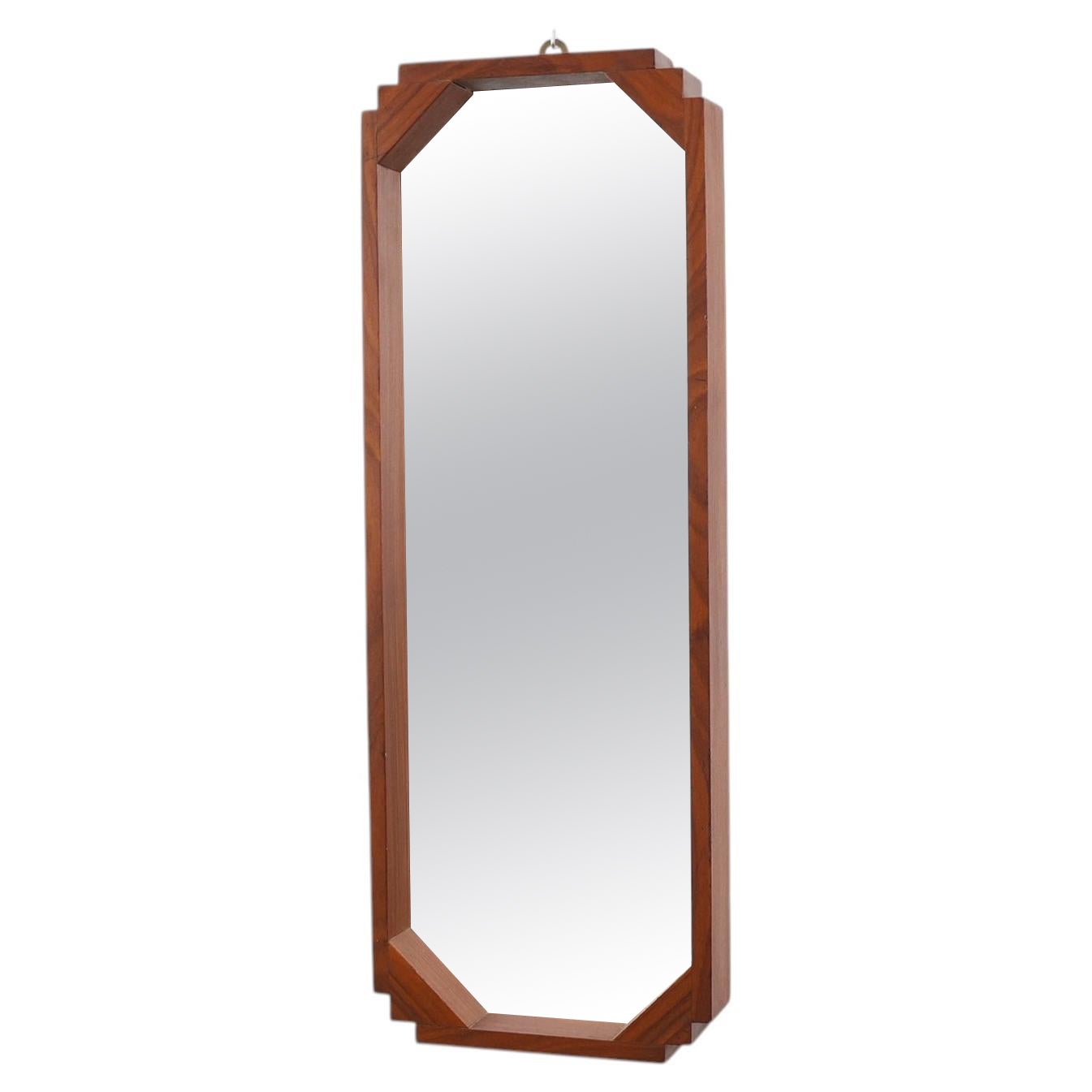 Espejo Art Deco geométrico octogonal de madera, Italia ca. 1925 en venta