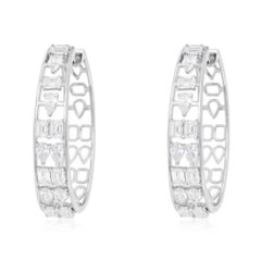 0.74ct Geometric Openwork Diamond 14K Gold Hoop Earrings