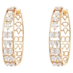 0.74ct Geometric Openwork Diamond 14K Gold Hoop Earrings