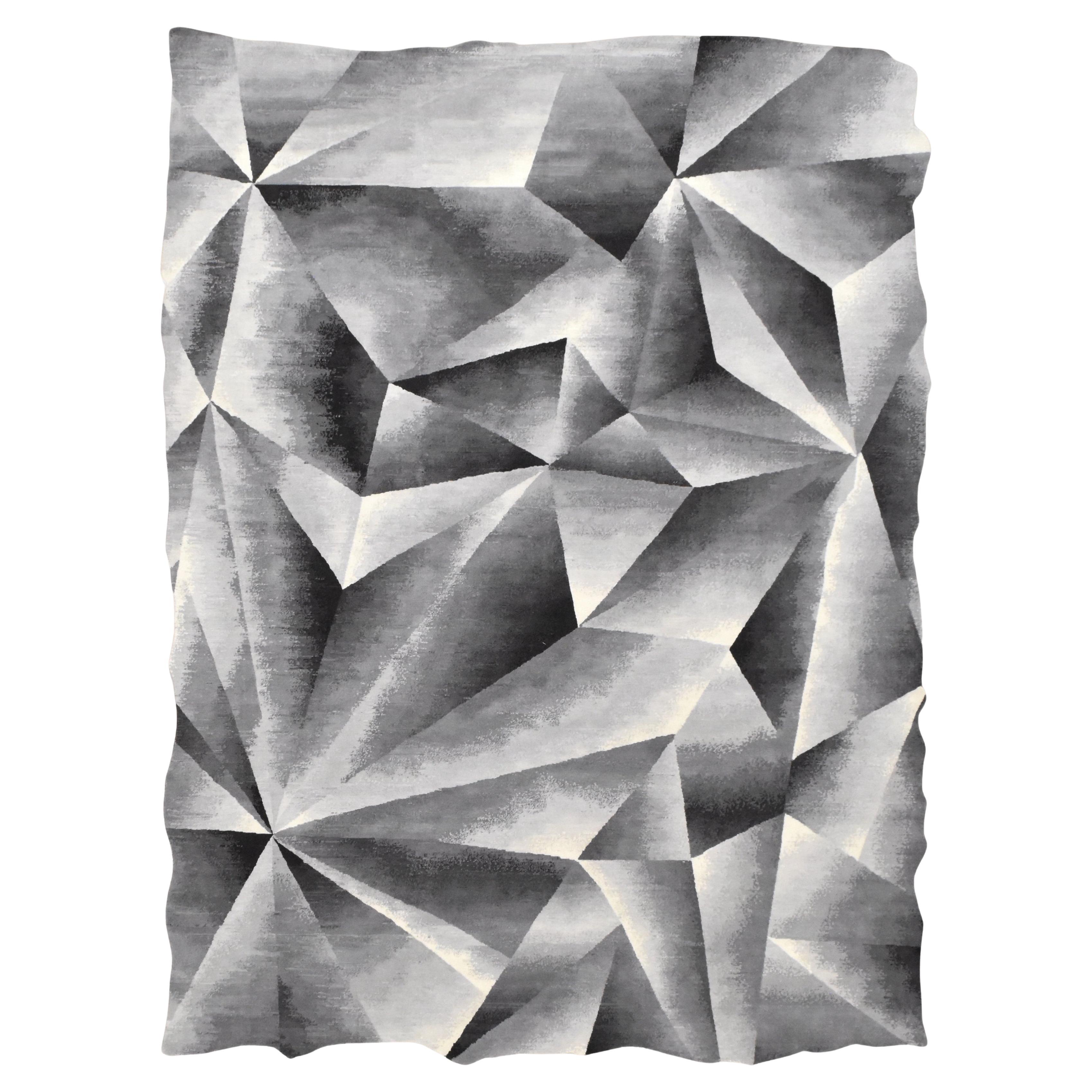 Geometric Organic Shaped Hand Knotted Wool Rug 8'10''x11'10''
