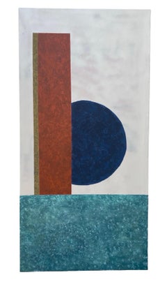 Peinture originale contemporaine géométrique marine, rouille, sarcelle par George Machado