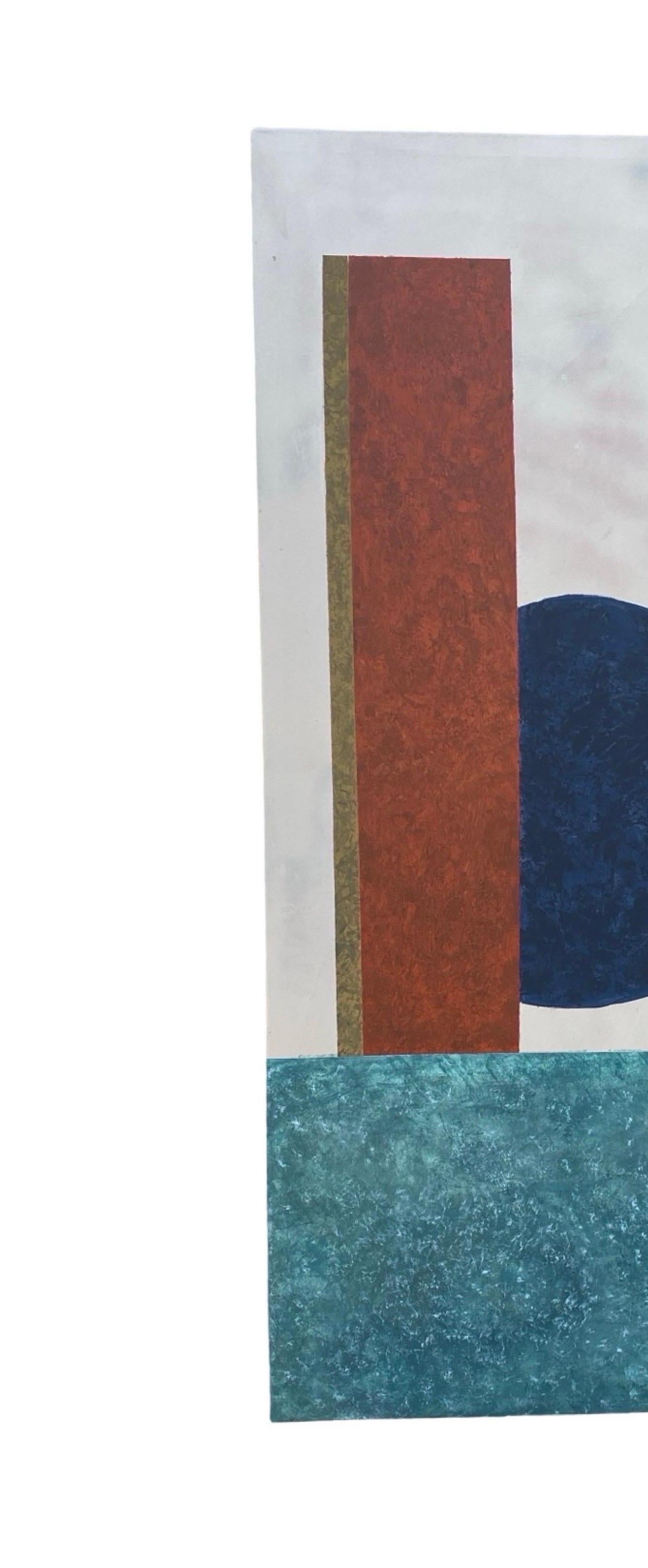 Peint à la main Peinture originale contemporaine géométrique marine, rouille, sarcelle par George Machado en vente