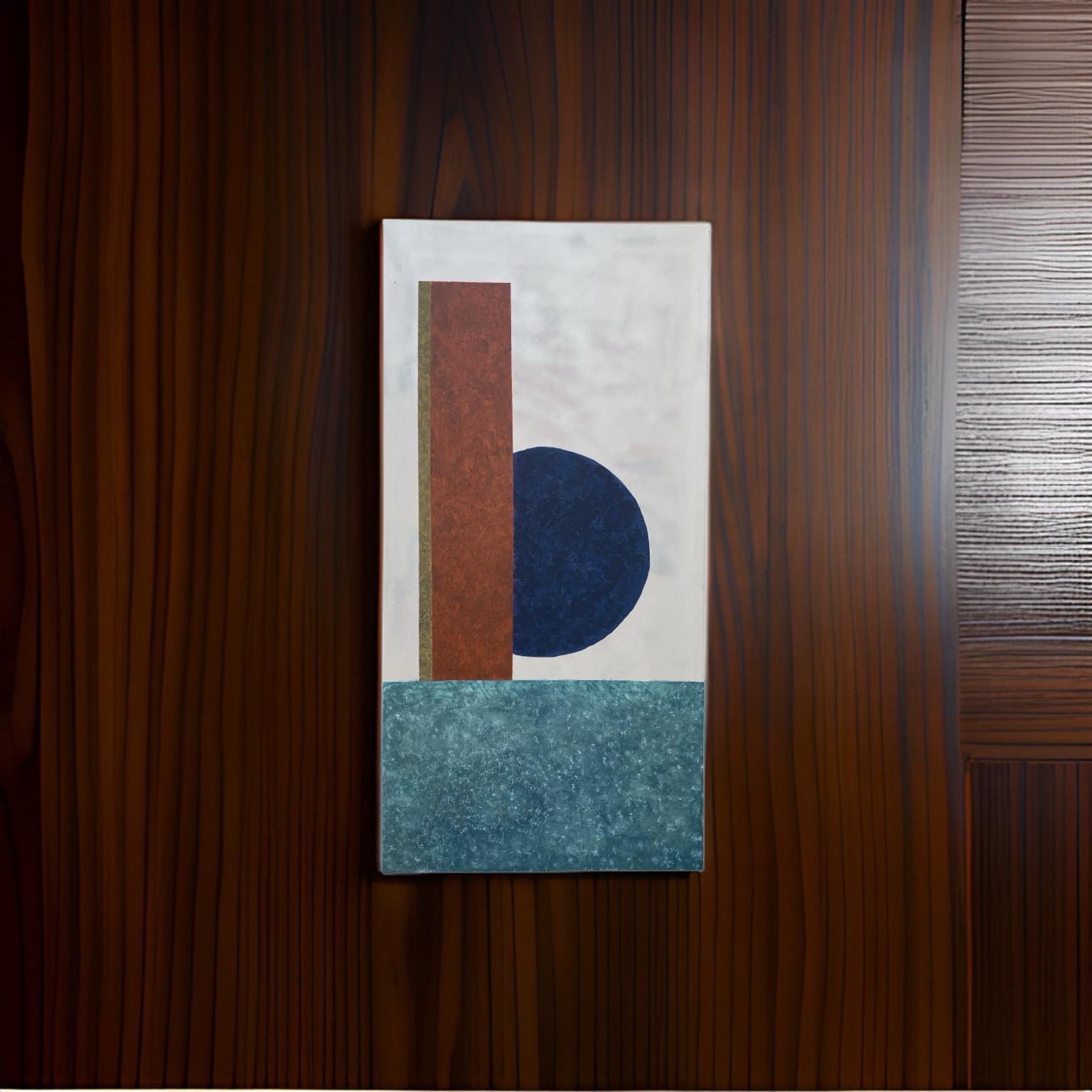XXIe siècle et contemporain Peinture originale contemporaine géométrique marine, rouille, sarcelle par George Machado en vente