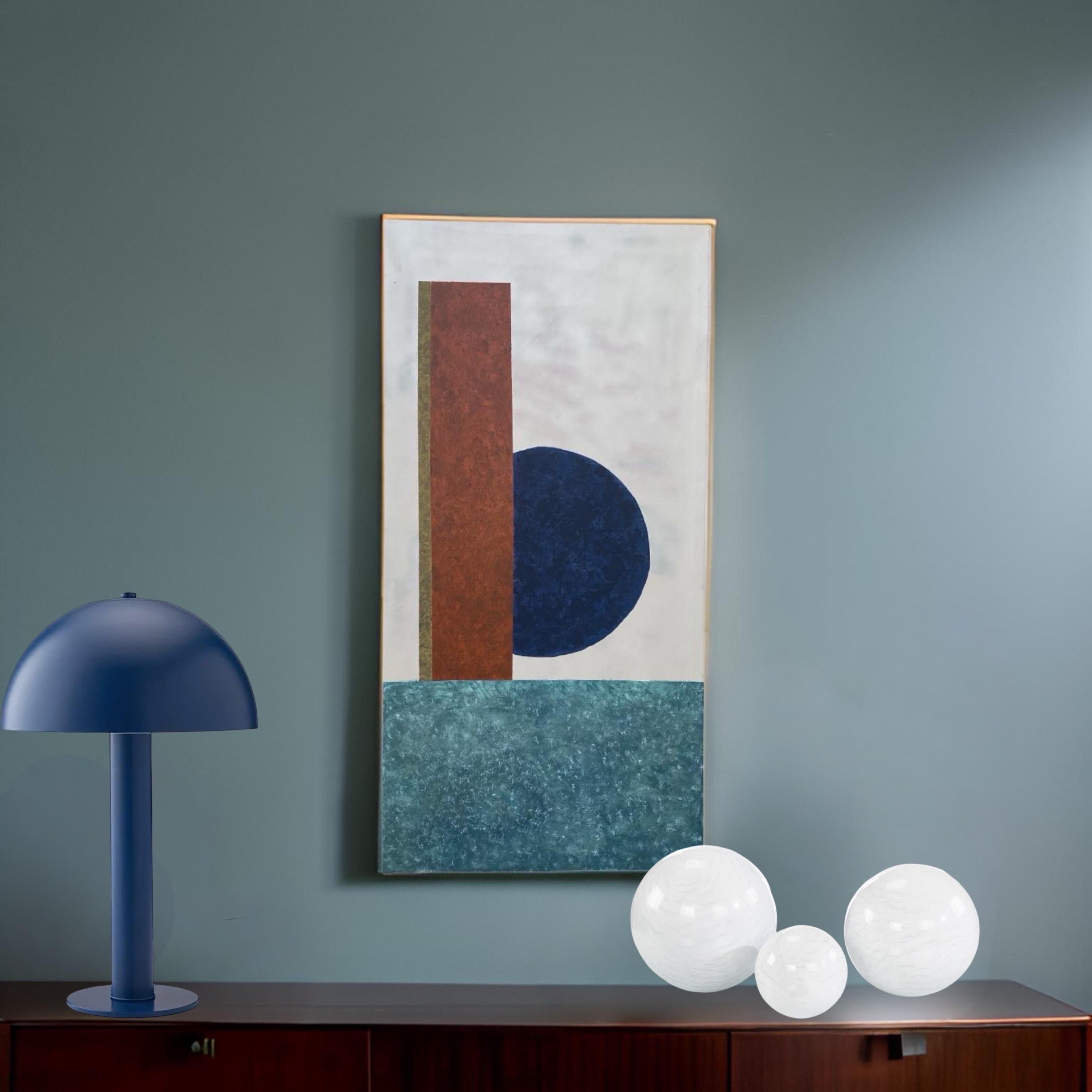 Peinture originale contemporaine géométrique marine, rouille, sarcelle par George Machado en vente 2