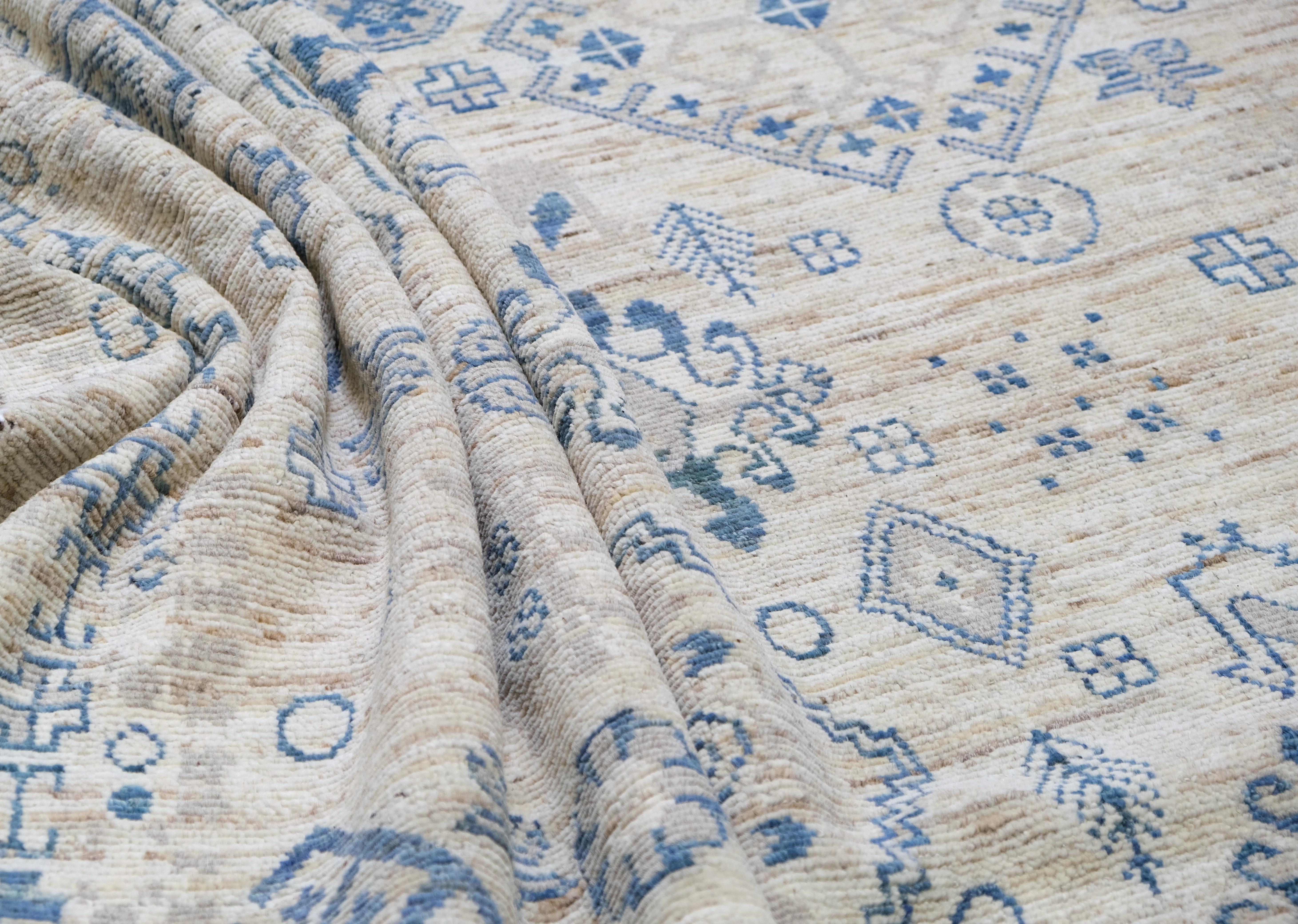 Pakistani Geometric Oushak Wool Rug 7'10''x11' For Sale