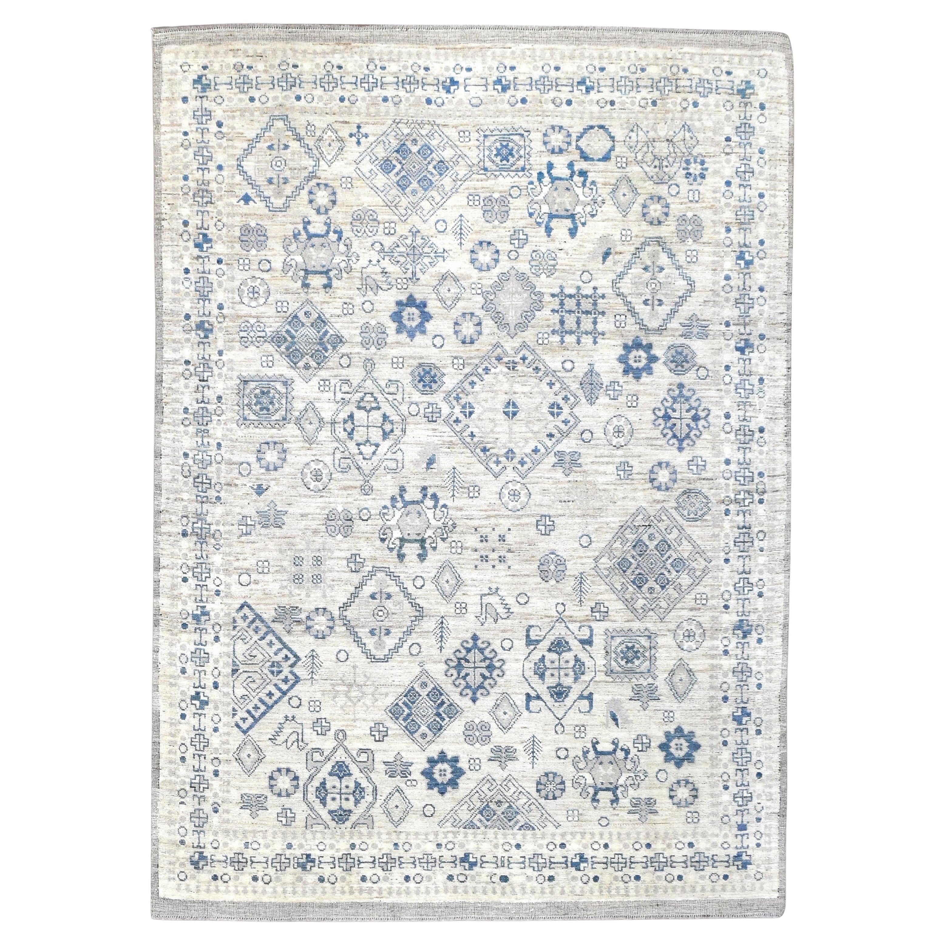 Geometric Oushak Wool Rug 7'10''x11' For Sale