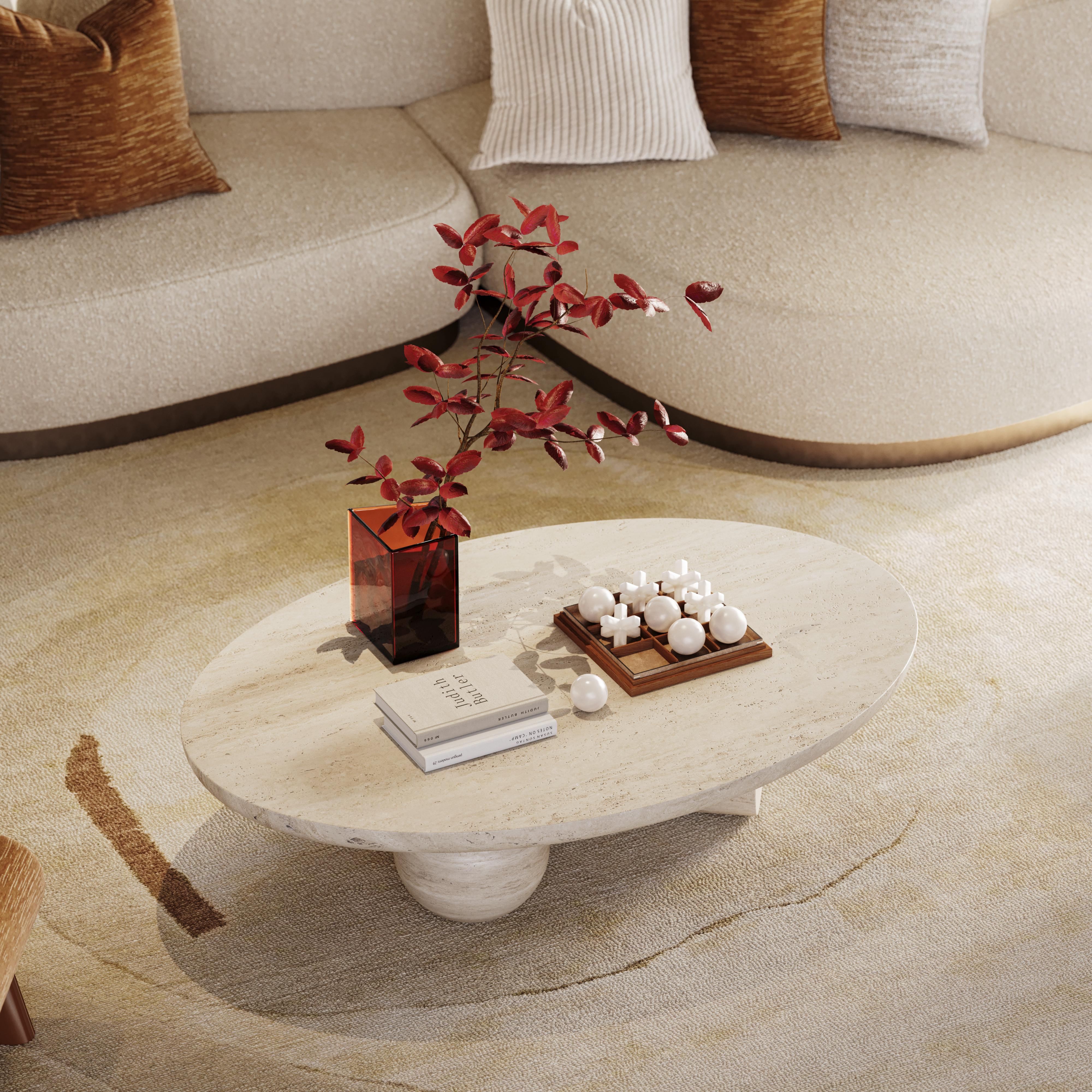 Contemporary Geometric Oval Ravel Coffee Table in Mix Marbles by Mavo Atelier Handmade For Sale