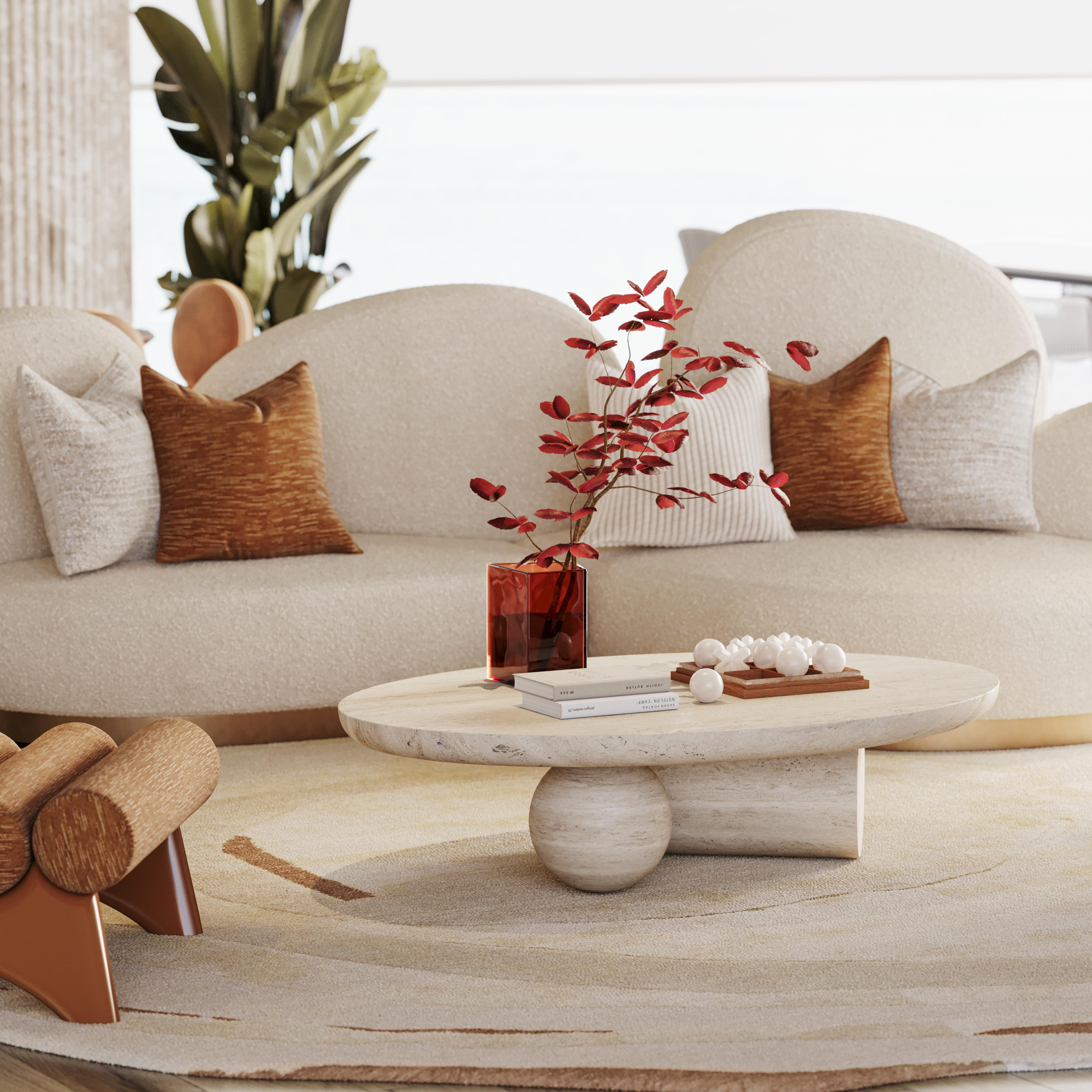 Geometric Oval Ravel Coffee Table in Mix Marbles by Mavo Atelier Handmade For Sale 1