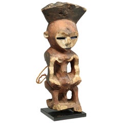 Geometric Painted Standing Mbole Figure, DRC, Early 20th Century Cubist Form