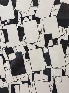 Mid-Century Modern Geometric Abstract Painting on Paper, 21x18
