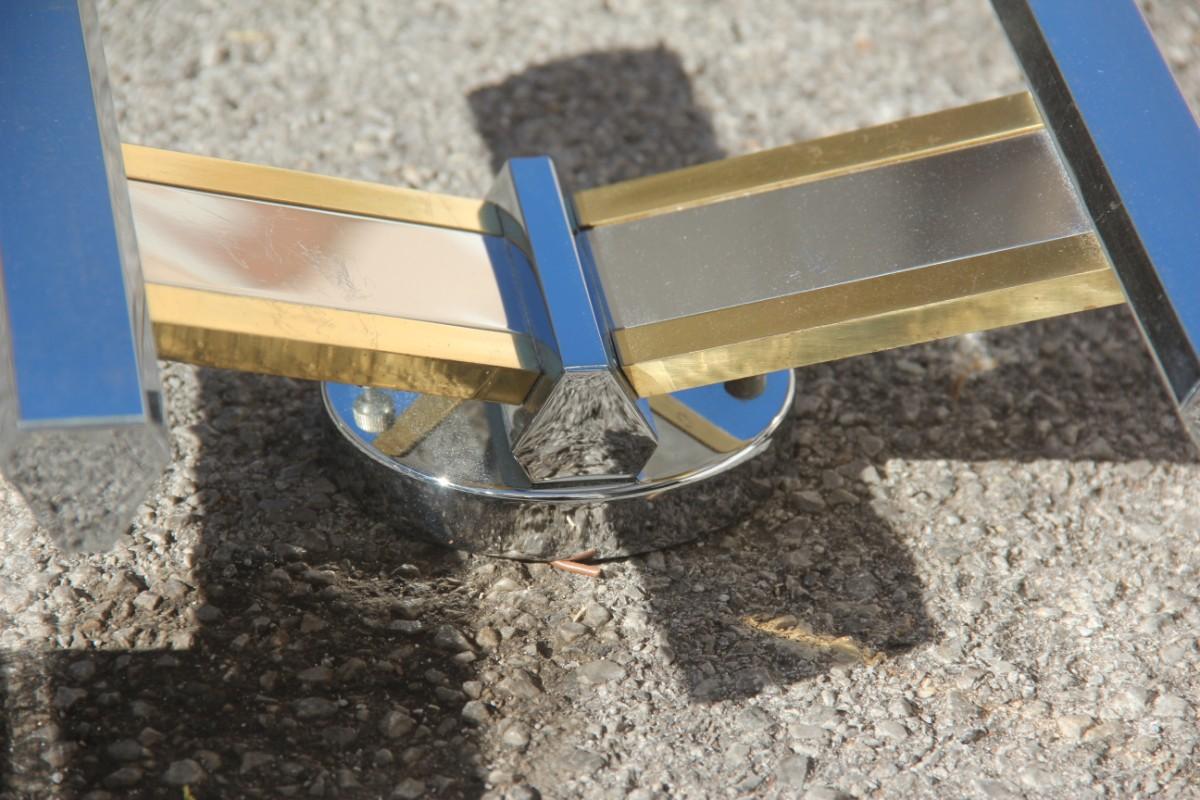 Geometric Pair of Sconces Metal Chrome Brass Sciolari Italian Design, 1970s In Good Condition For Sale In Palermo, Sicily