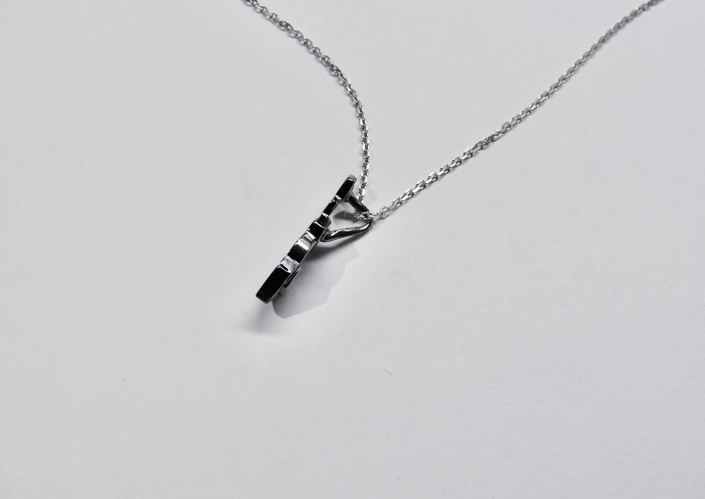 Geometric pattern Pendant A, Sterling Silver, Black Rhodium-Plated For Sale 3