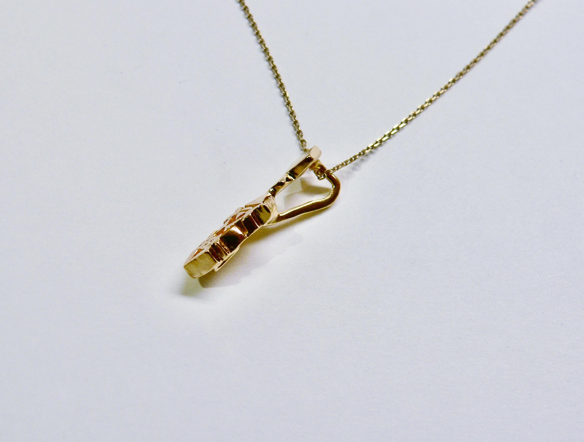 Geometric pattern Pendant B, Sterling Silver, Yellow Gold-Plated For Sale 2
