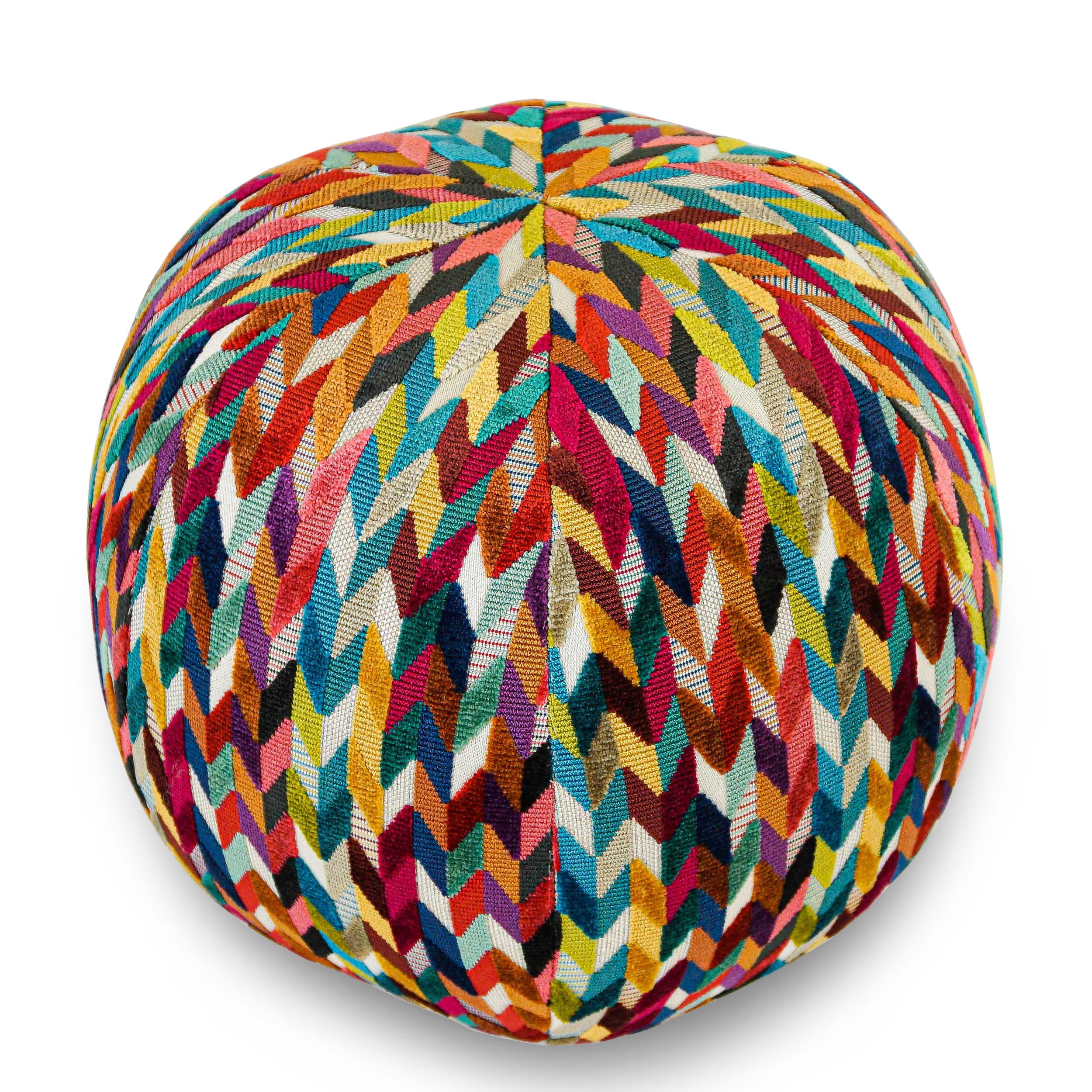 Moderne Coussin boule arc-en-ciel à motif géométrique en vente