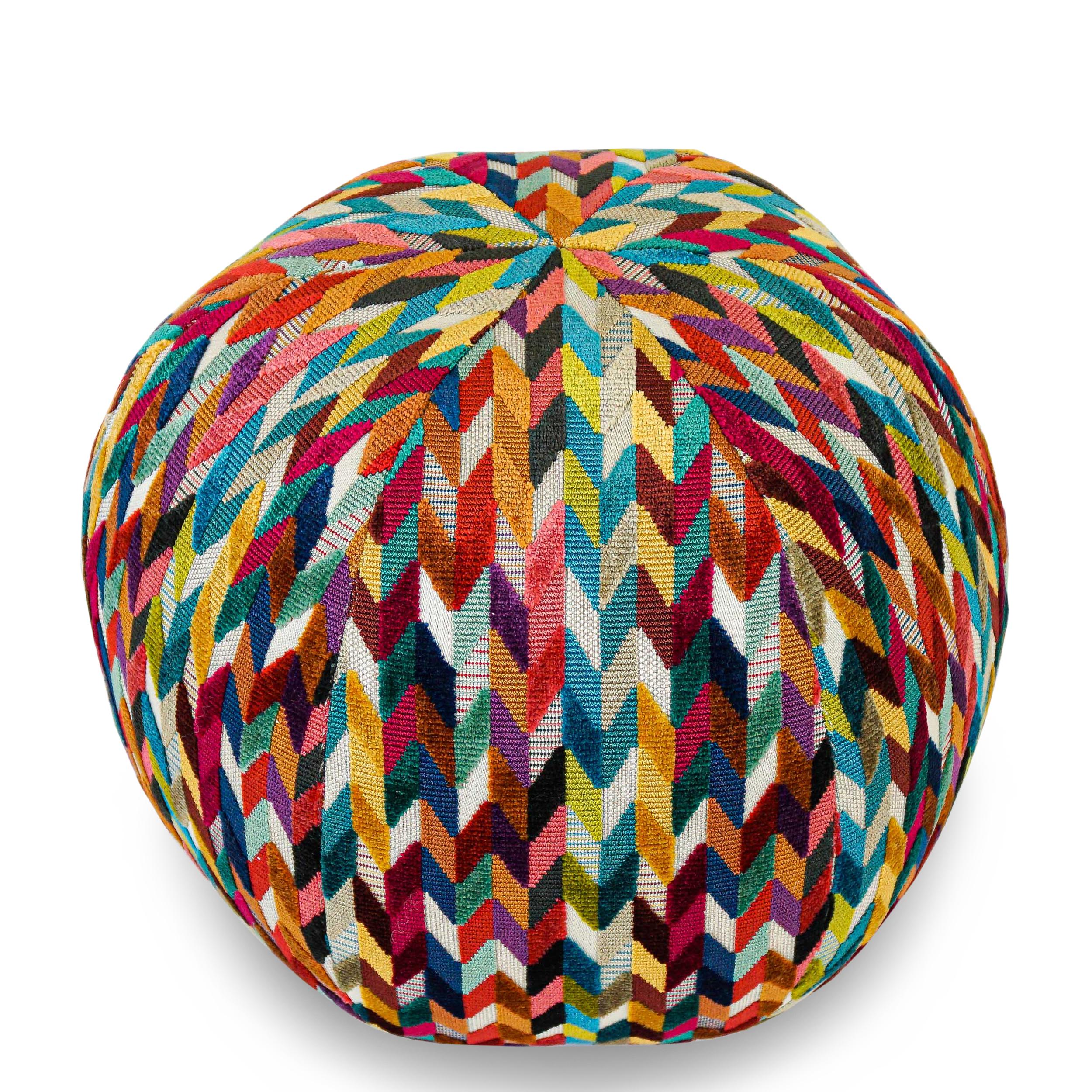 Contemporary Geometric Pattern Rainbow Ball Pillow For Sale
