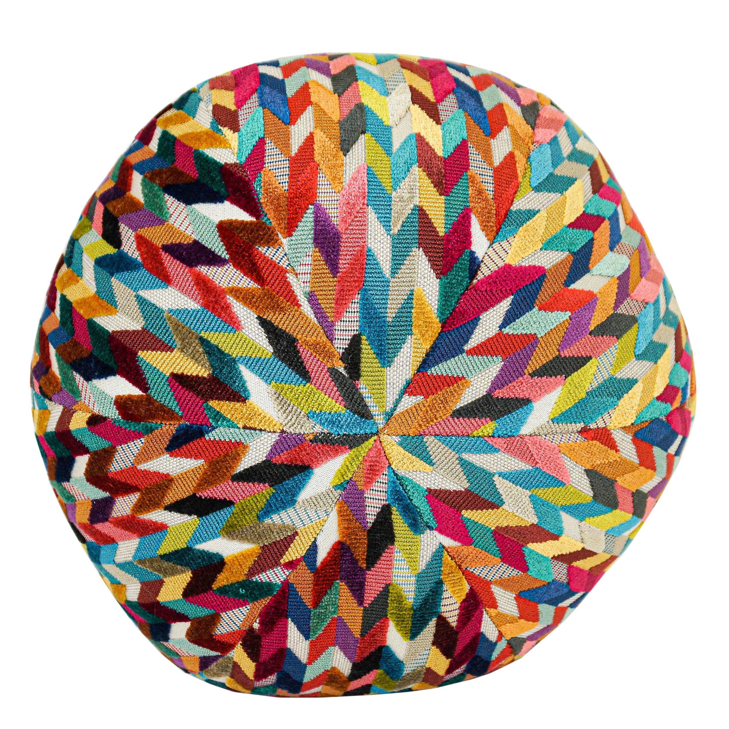 Velvet Geometric Pattern Rainbow Ball Pillow For Sale