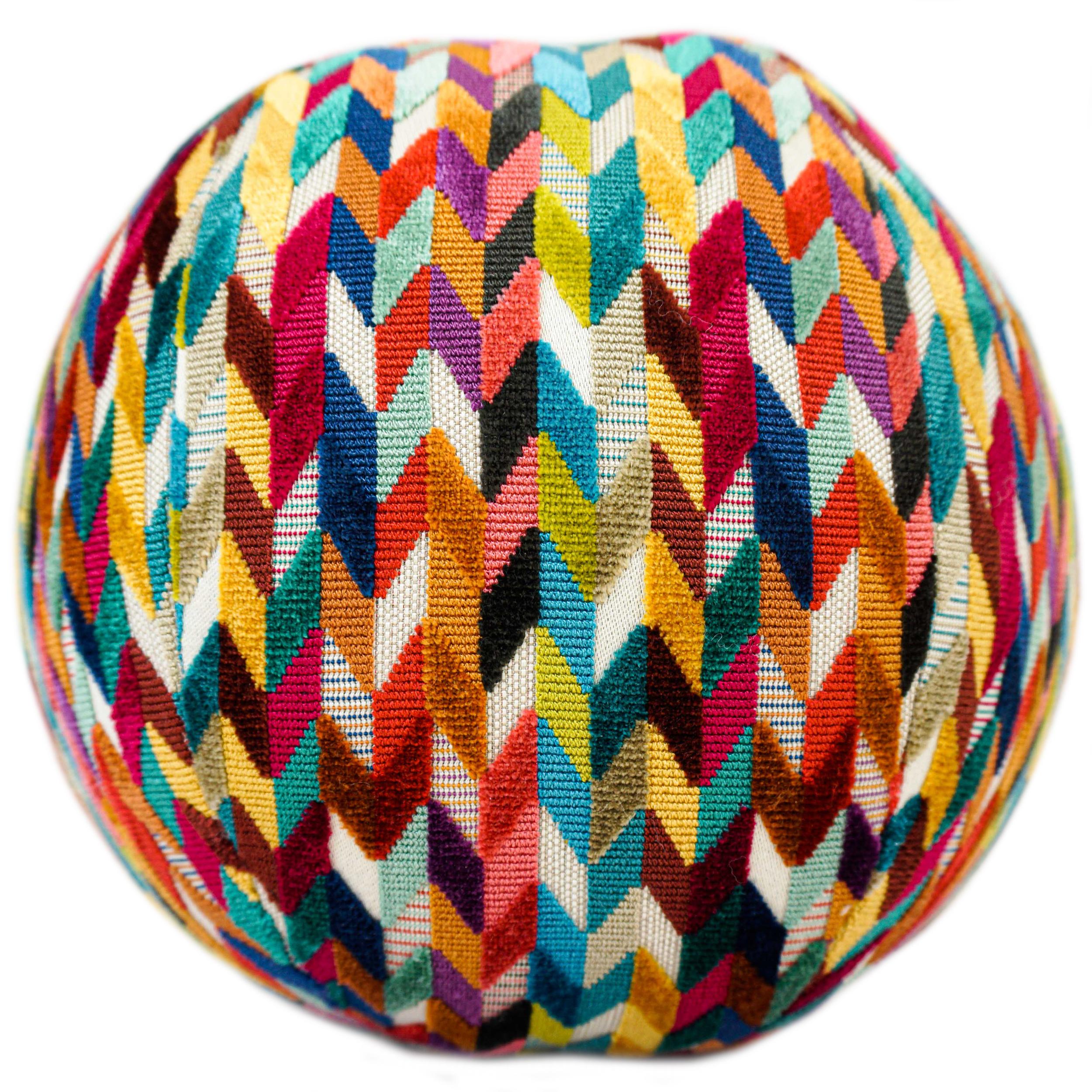 Geometric Pattern Rainbow Ball Pillow For Sale 1