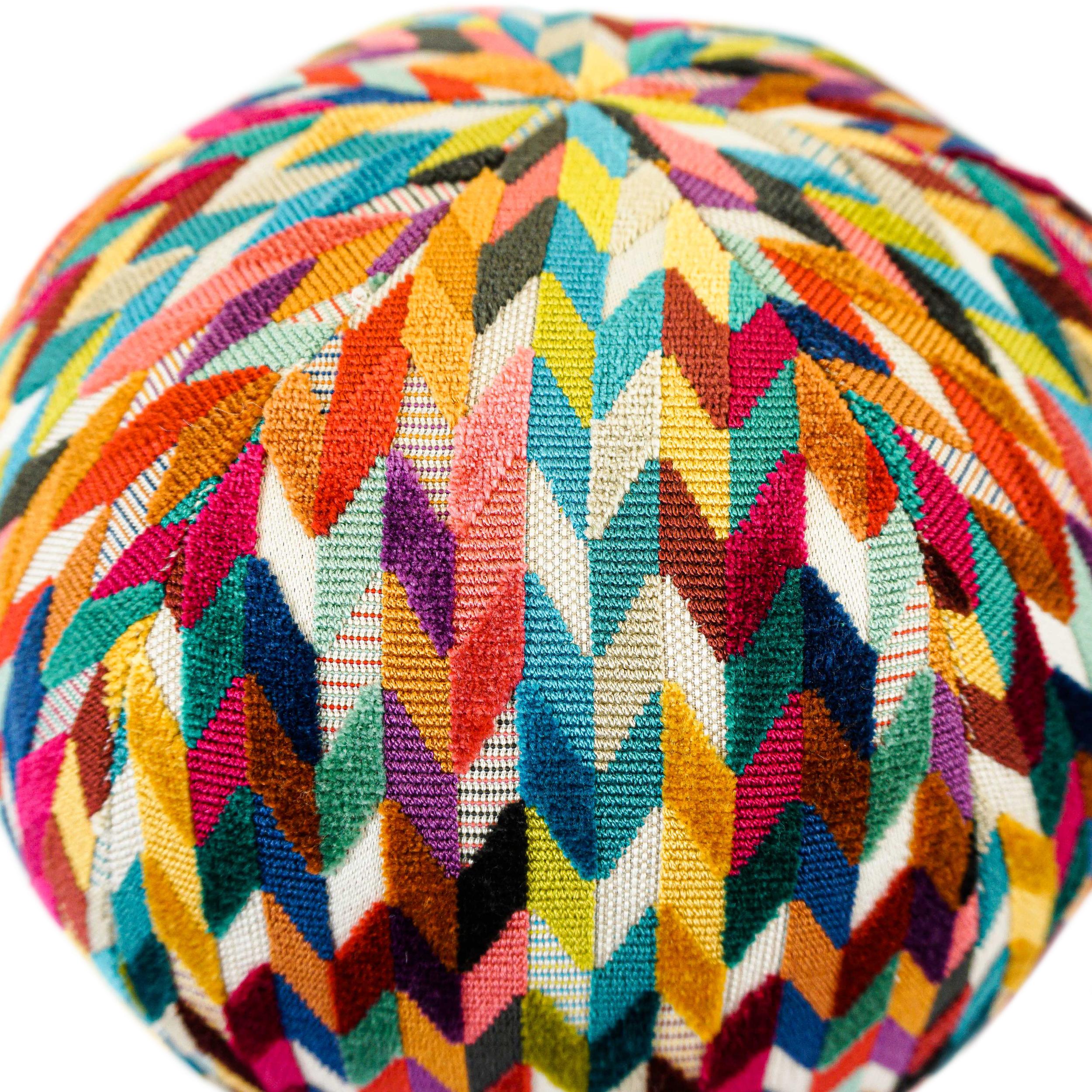 Geometric Pattern Rainbow Ball Pillow For Sale 2