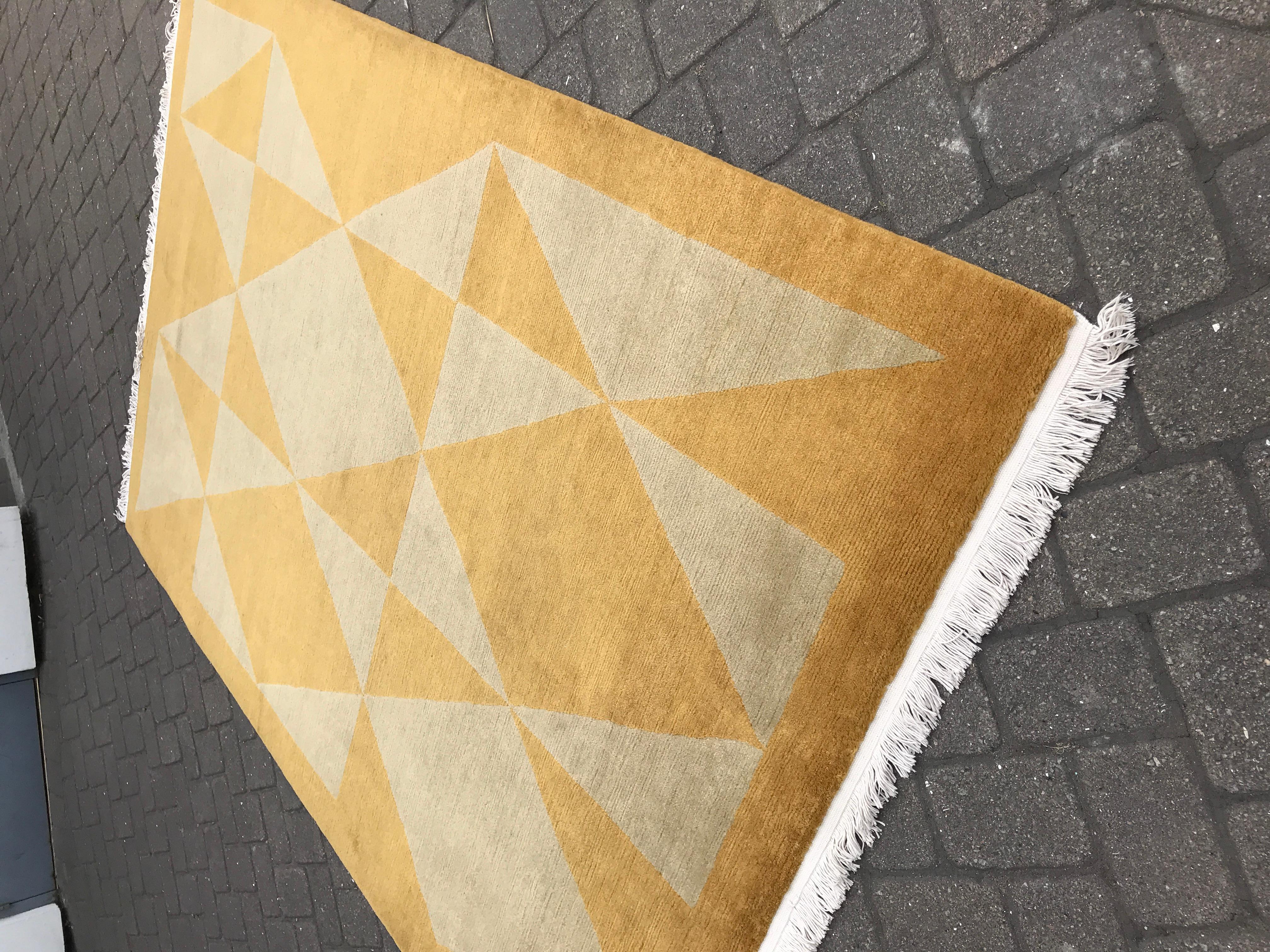 Hand-Knotted Geometric Pattern Rug