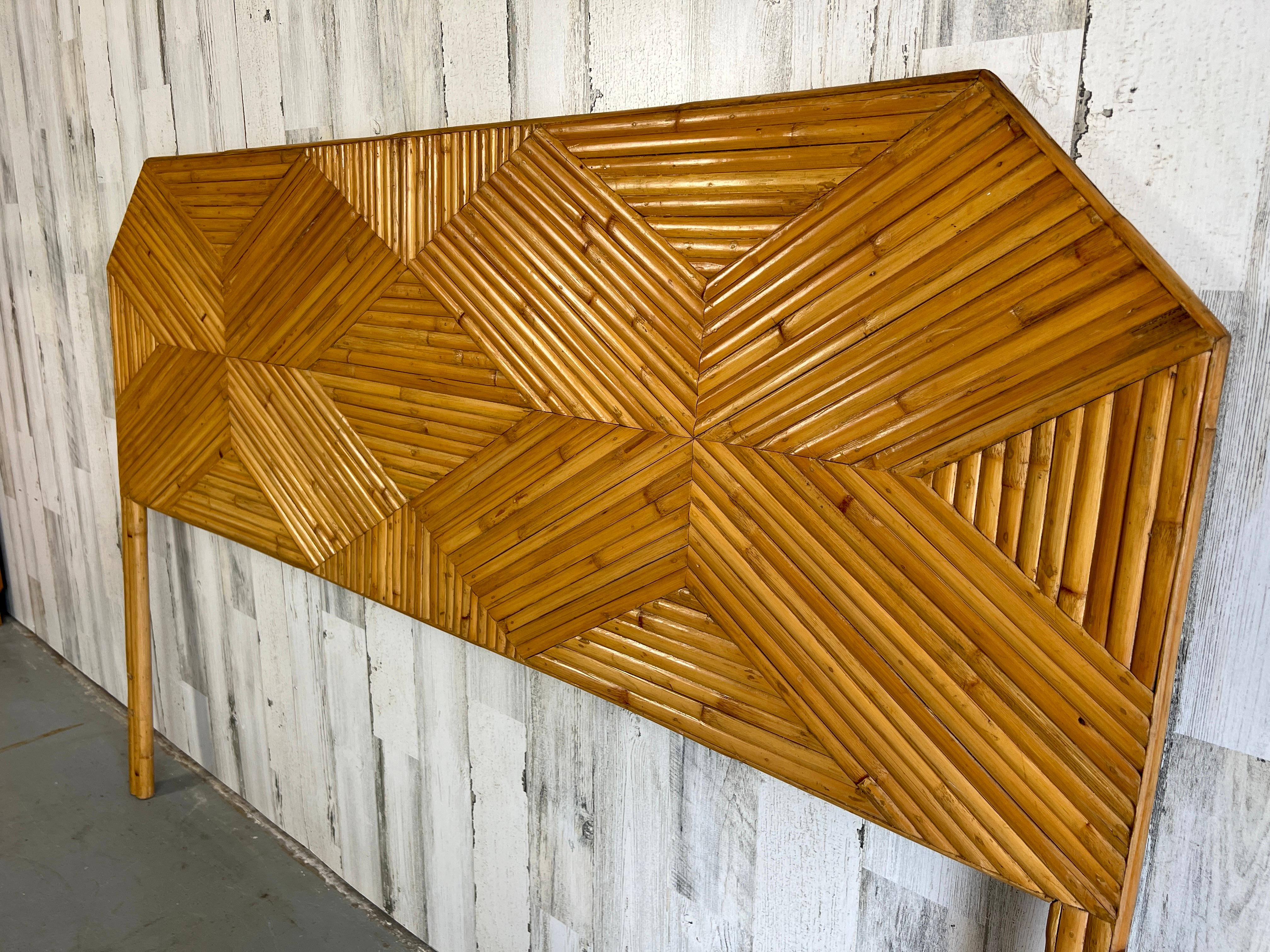 Geometric pattern Split Reed Queen size Headboard  3