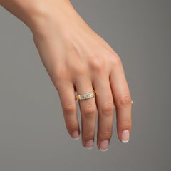 Geometric Pave Diamond 14K (or 18k upon request) Yellow Gold Bar Ring