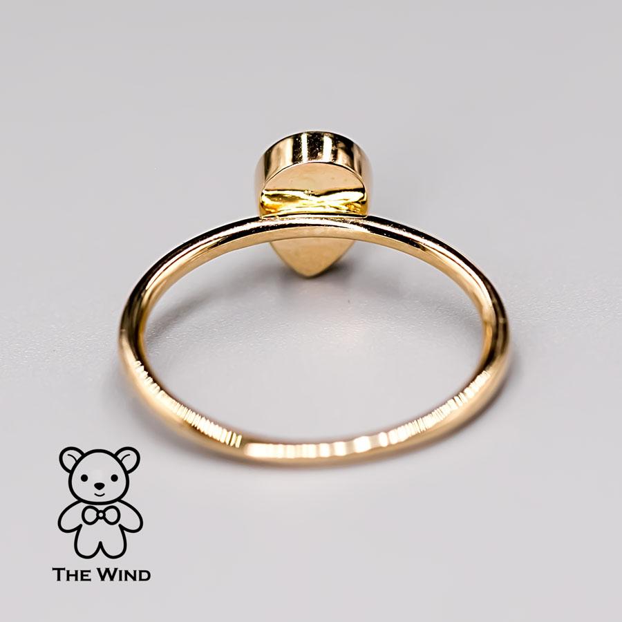 Geometric Pear Shaped Australian Doublet Opal Engagement Ring 14K Yellow Gold In New Condition In Suwanee, GA