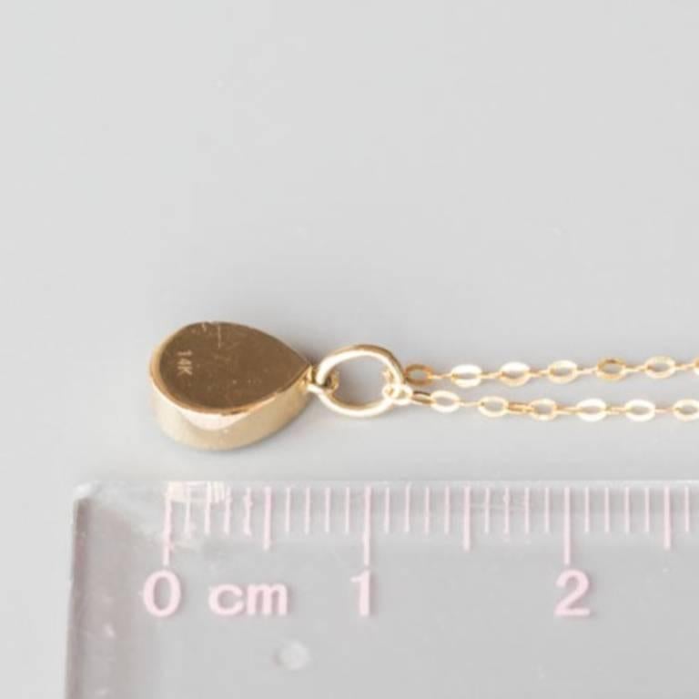 Arts and Crafts Geometric Pear Shaped Australian Doublet Opal Pendant 14k Yellow Gold For Sale