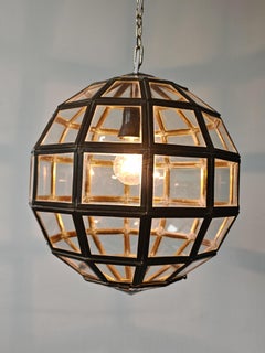 Lámpara colgante geométrica de latón y cristal al estilo de Adolf Loos, Austria