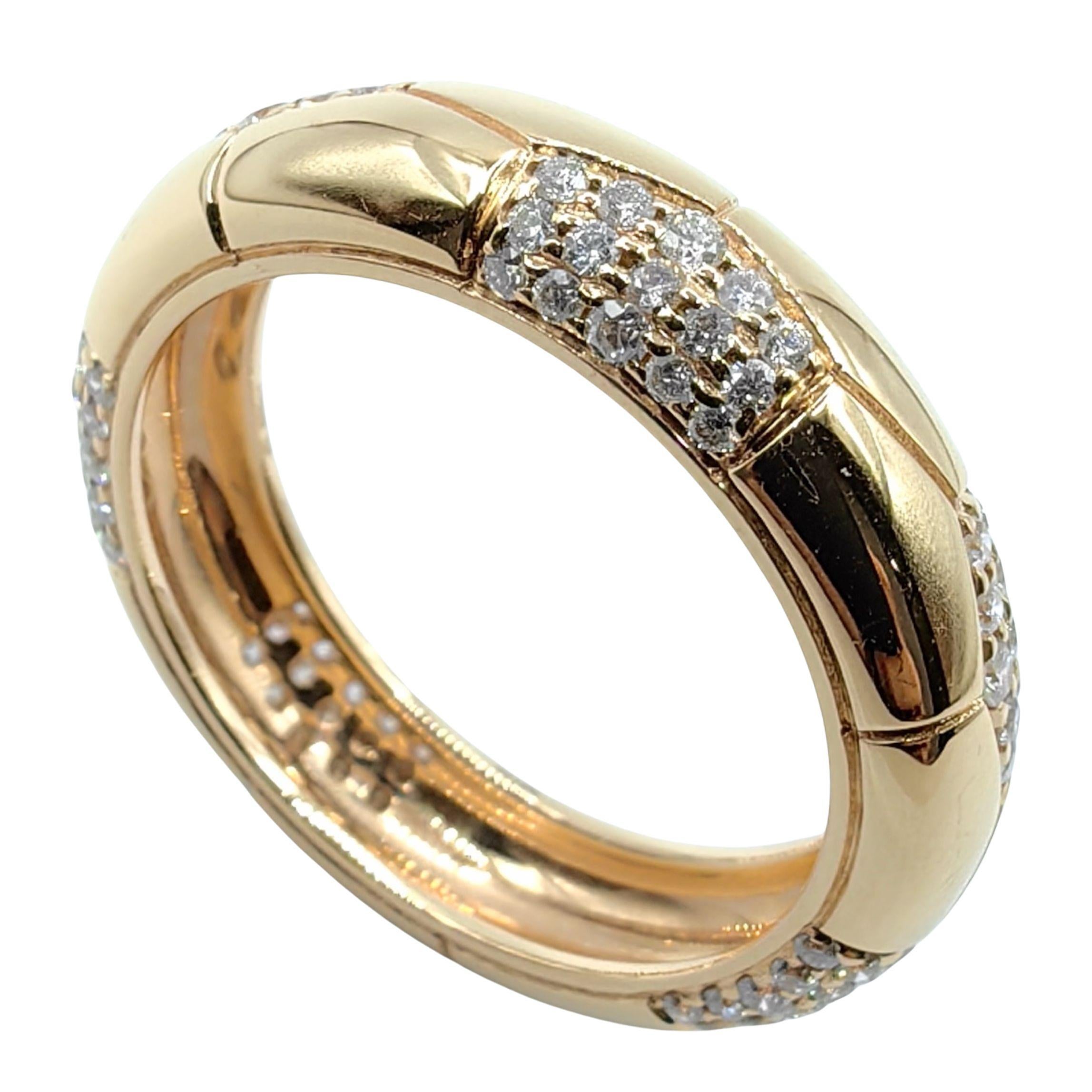 Geometric Pentagon Diamond Pavé Cluster Sculptural Dome Band Ring 14K/18K Gold