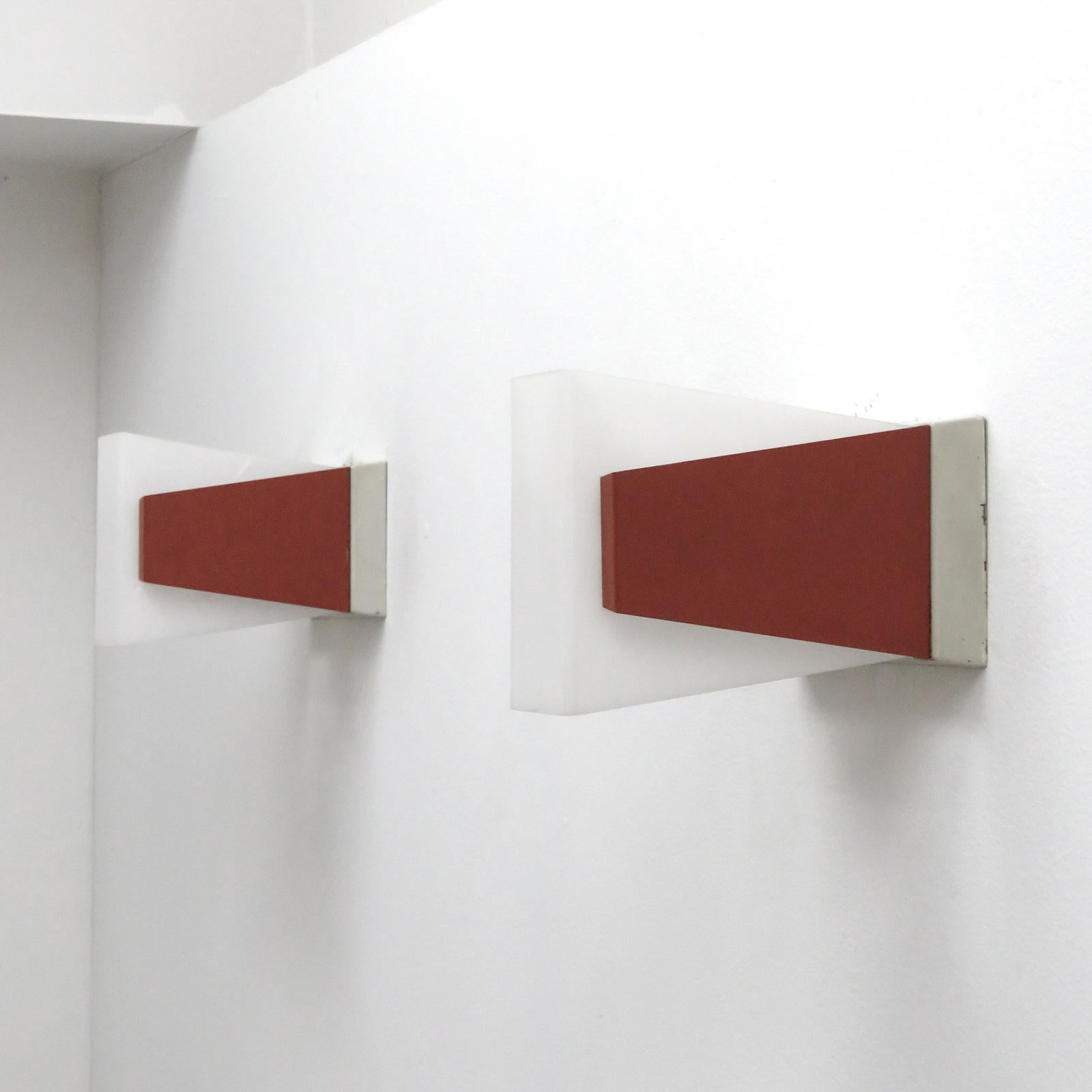 Enameled Geometric Philips Wall Lights, 1960 For Sale