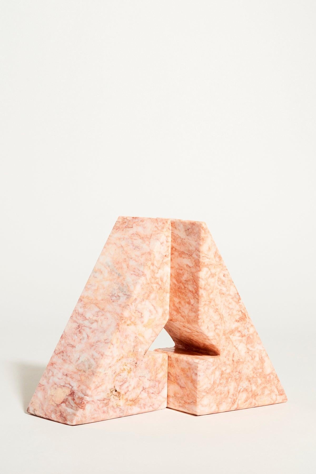 Art Deco Geometric Pink Marble Bookends