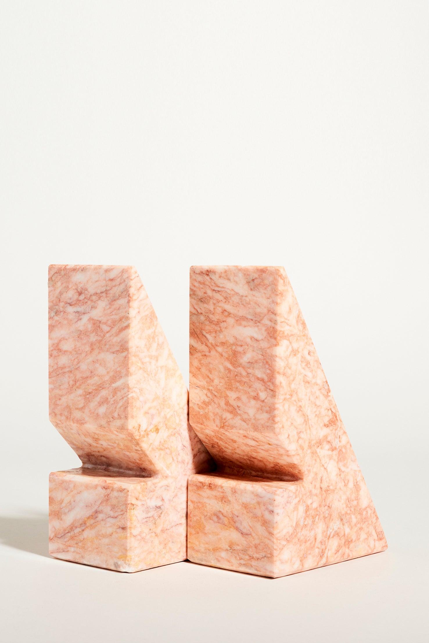 Late 20th Century Geometric Pink Marble Bookends