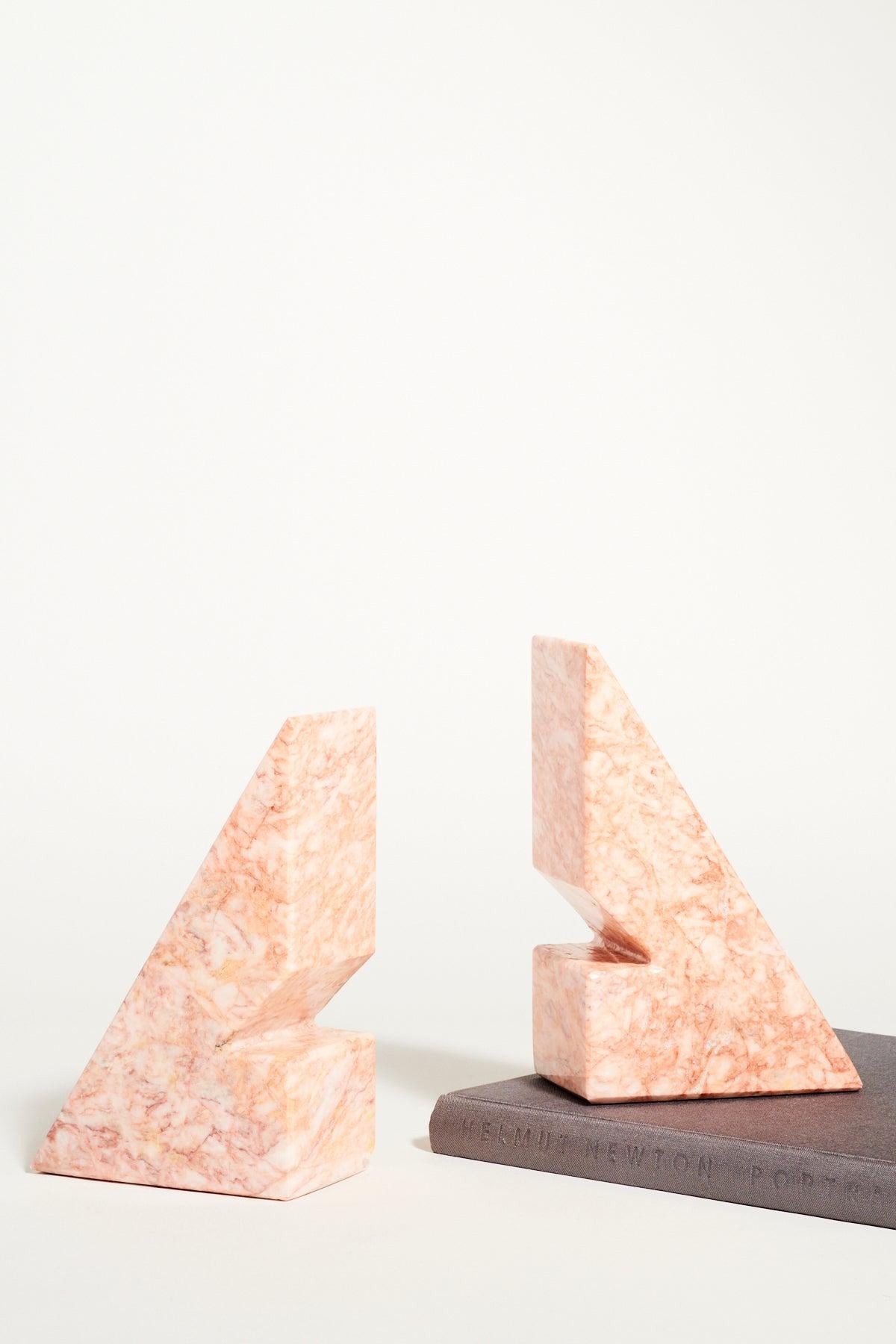 Geometric Pink Marble Bookends 1