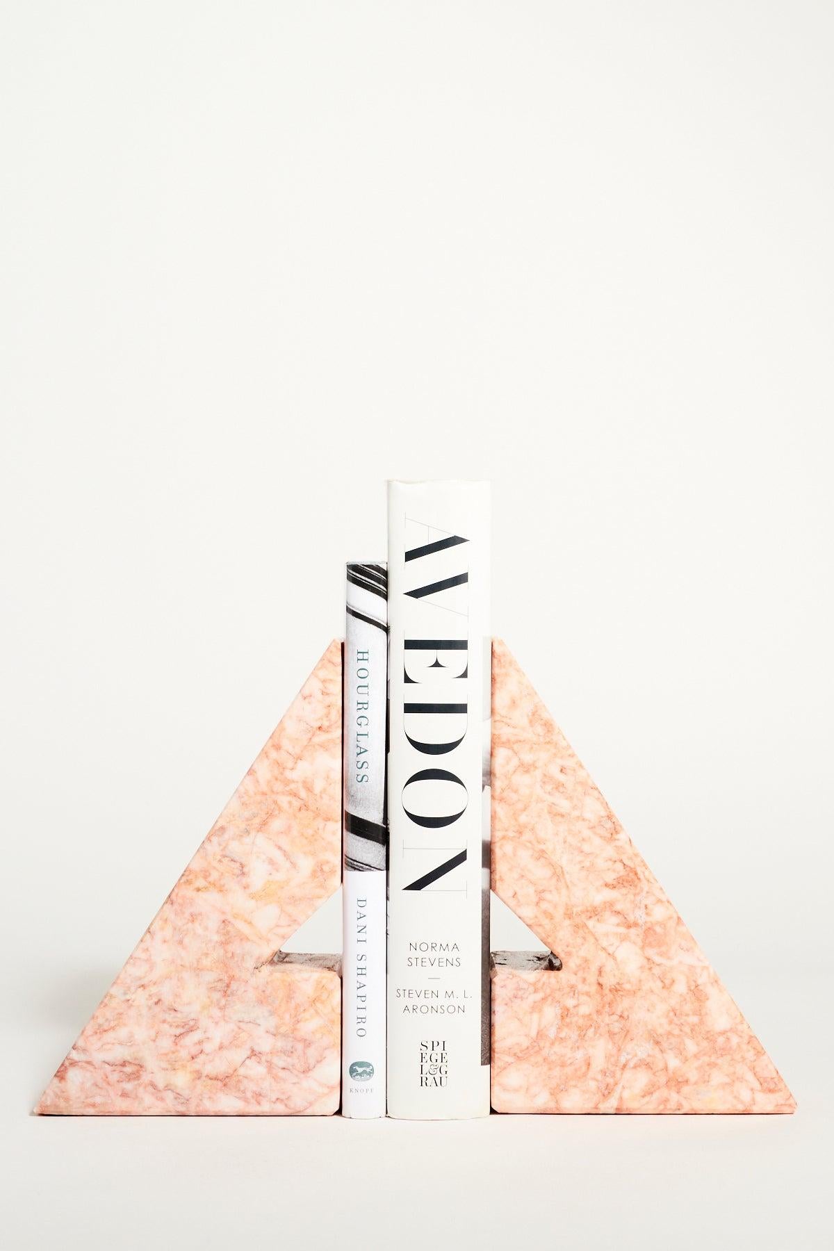 Geometric Pink Marble Bookends 2