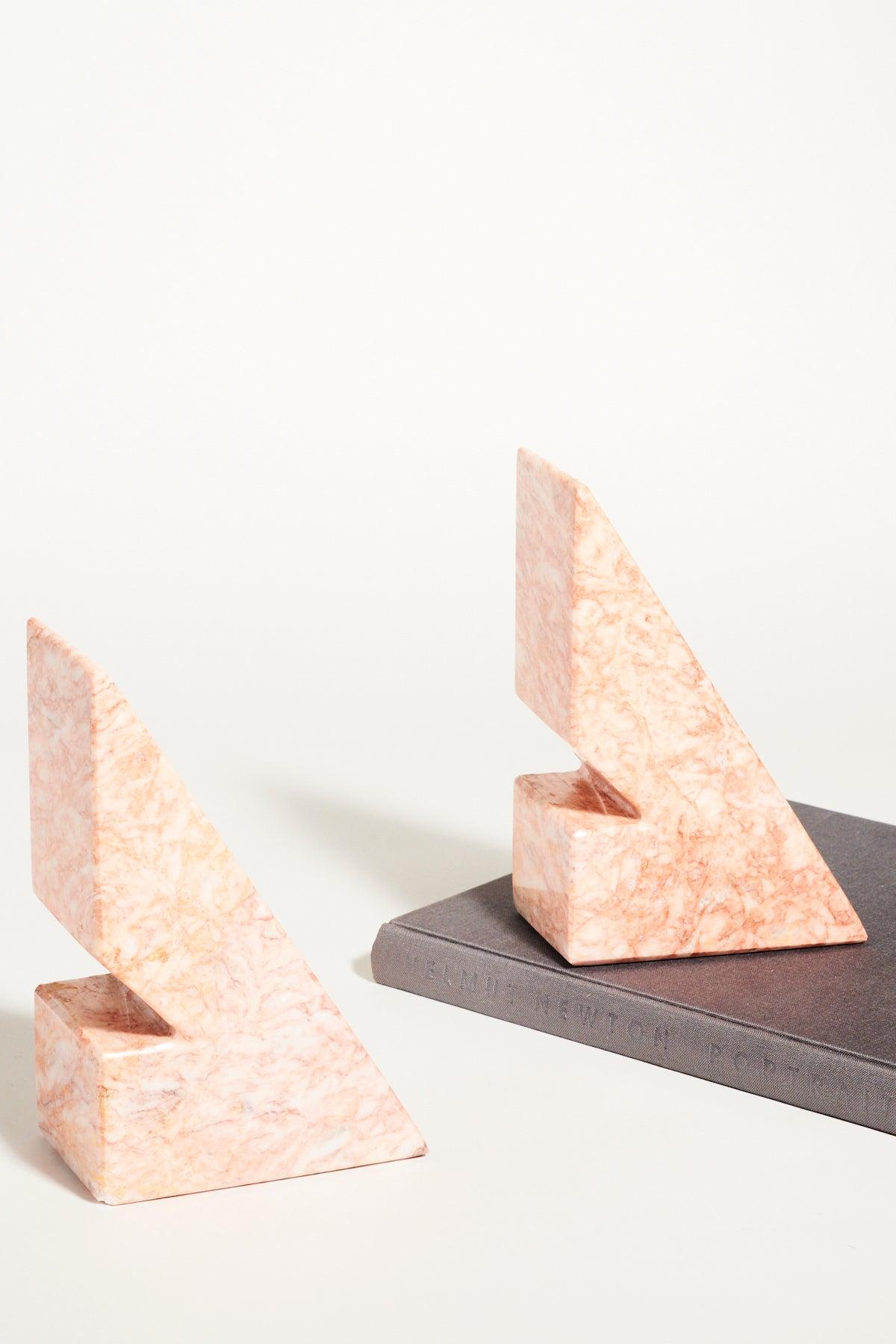 Geometric Pink Marble Bookends 3