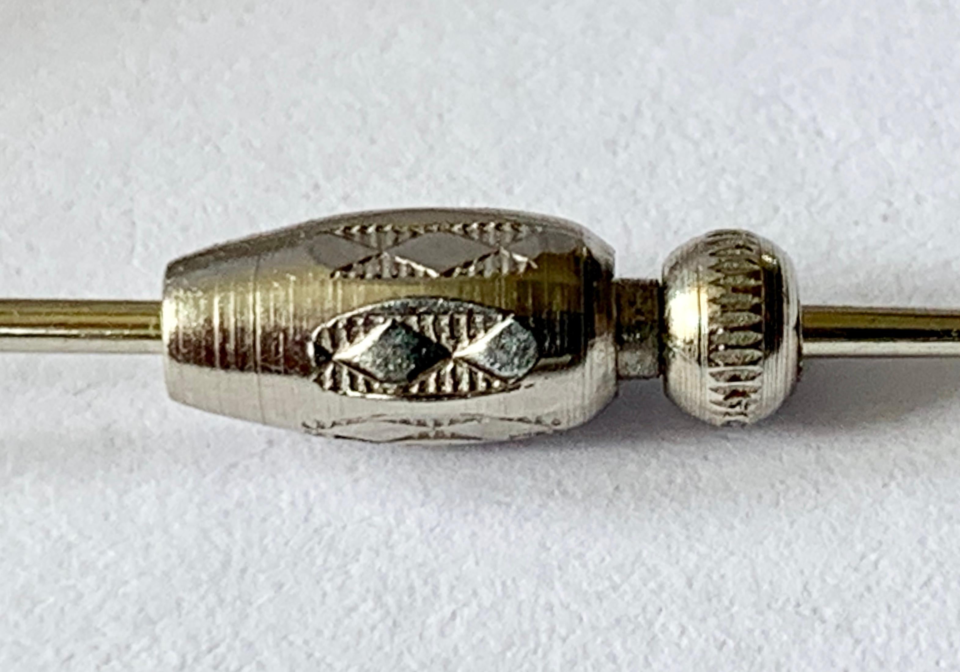 Geometric Platinum Art Deco Diamond Bar Pin Brooch For Sale 3