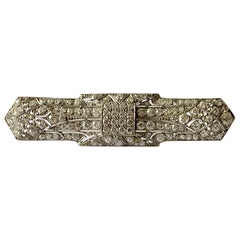 Geometrische geometrische Platin Art Deco Diamant-Anstecknadelbrosche