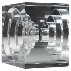 Geometric Plexiglass Table Sculpture by Guzzini, Italy, 1970s