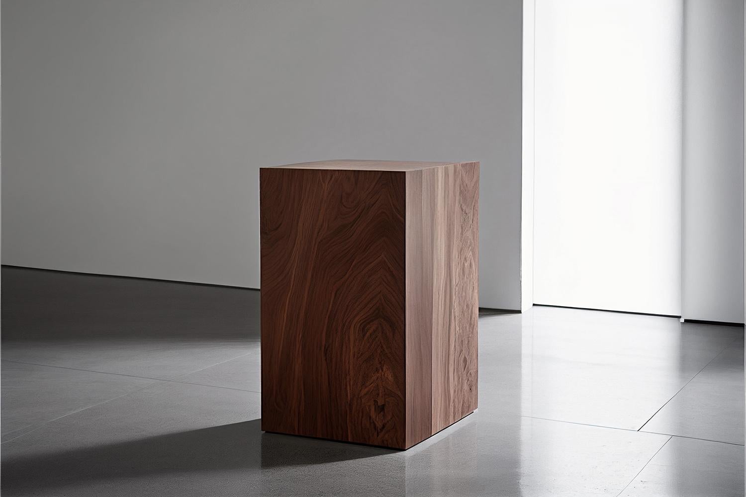 Minimalist Geometric Plinth, Wood Veneer Pedestal, Basa B by Nono For Sale